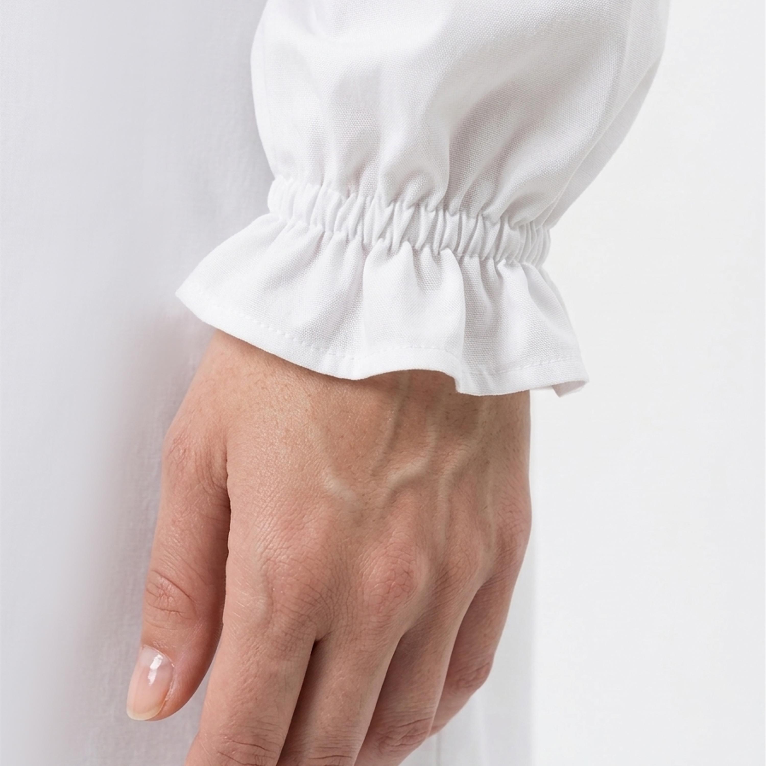 Hawraa White Elasticated Cuff Sleeves Linen Women's Hajj Abaya with Hijab-women-arabicclothing-prayerclothing-image-7