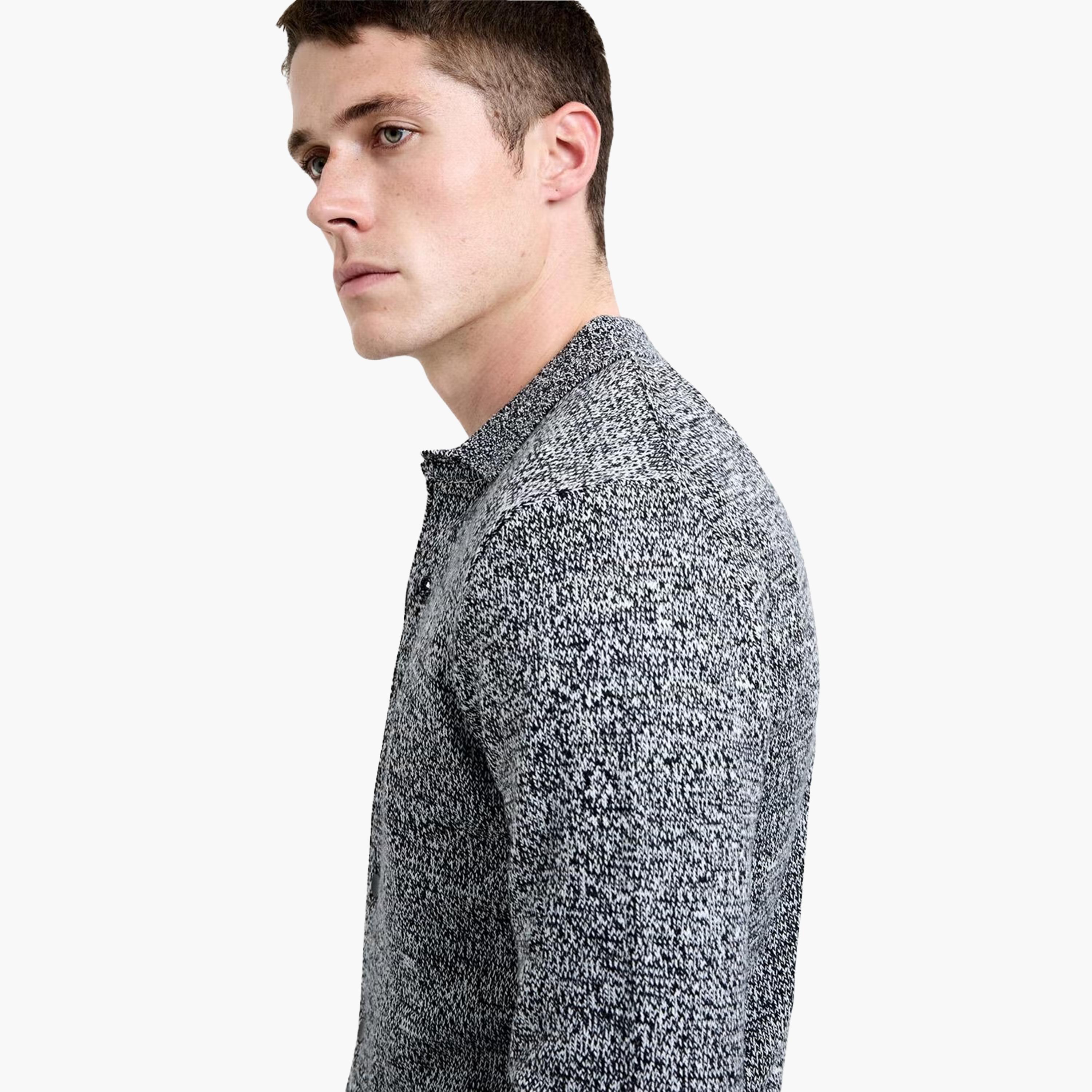 French Connection Marled Collared Long Sleeves Men's Cardigan-men-clothing-sweatersandpullovers-image-3