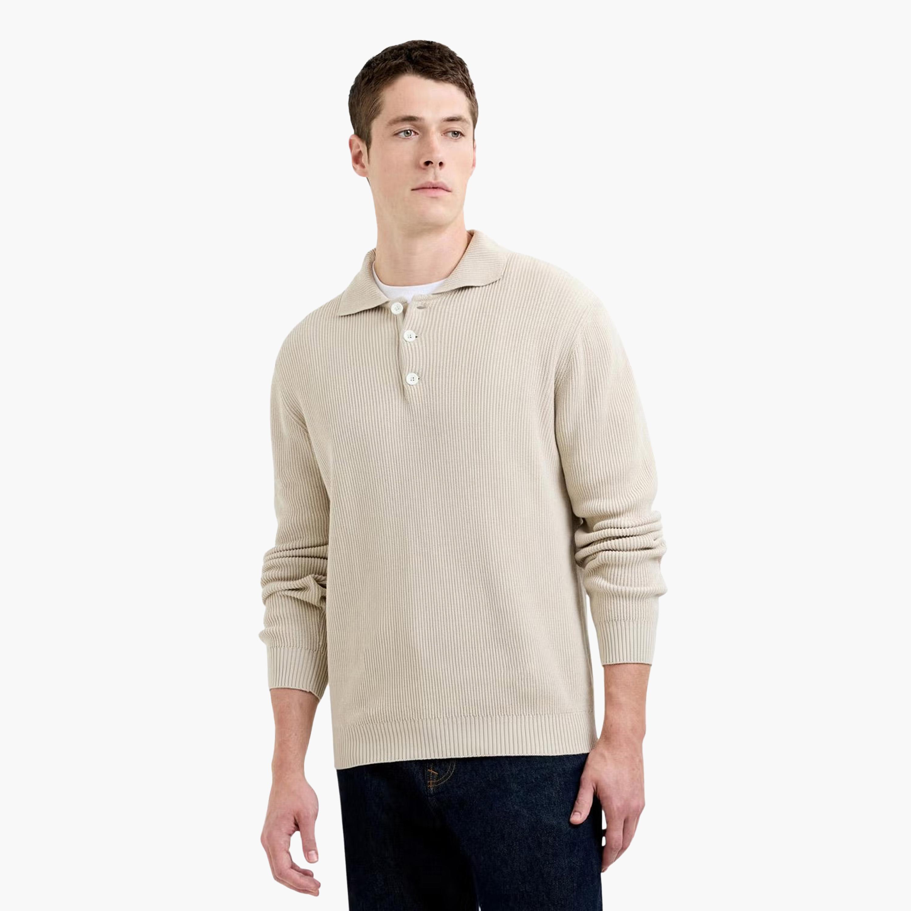 French Connection Ribbed Collared Long Sleeves Men's Sweater-men-clothing-sweatersandpullovers-image-1