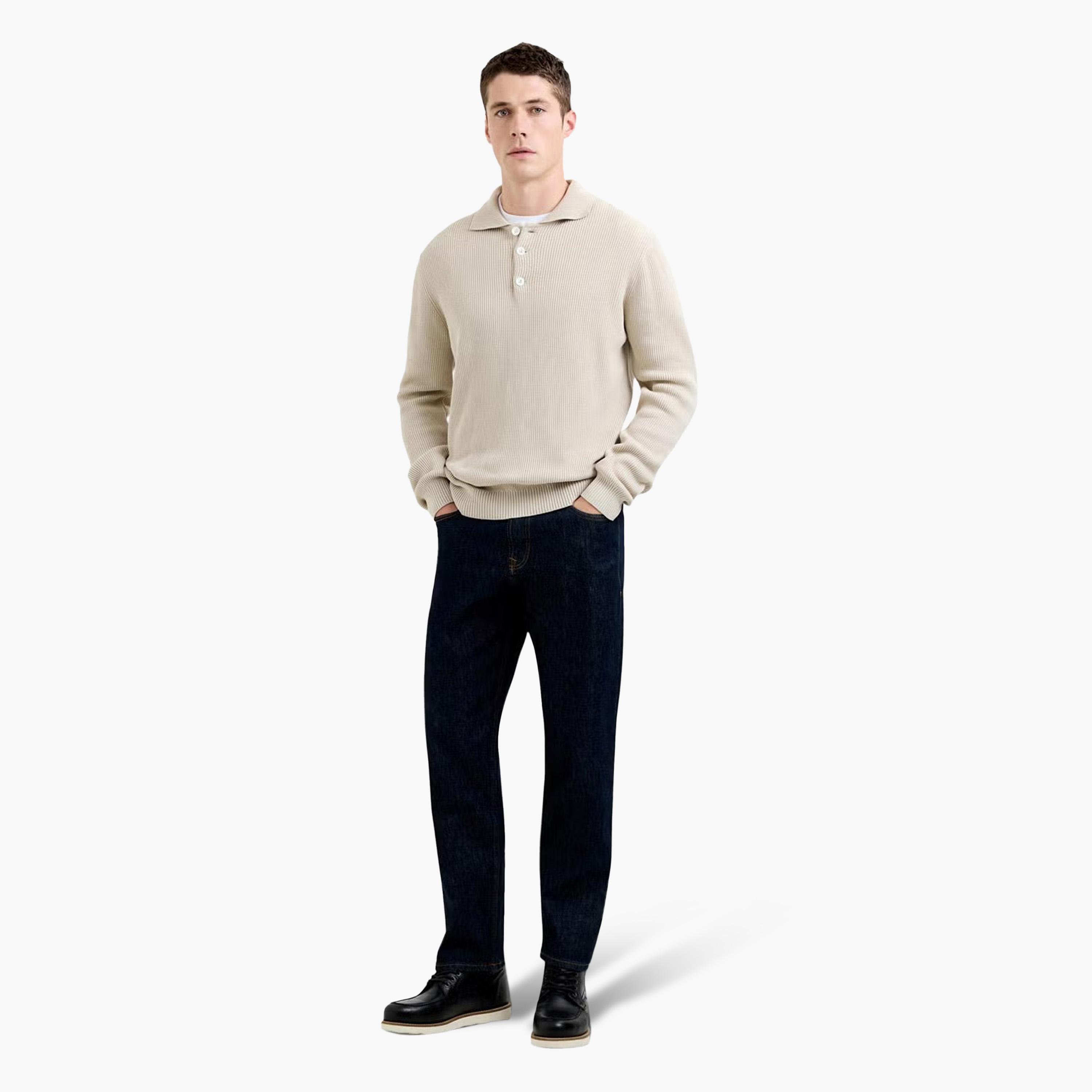 French Connection Ribbed Collared Long Sleeves Men's Sweater-men-clothing-sweatersandpullovers-image-2