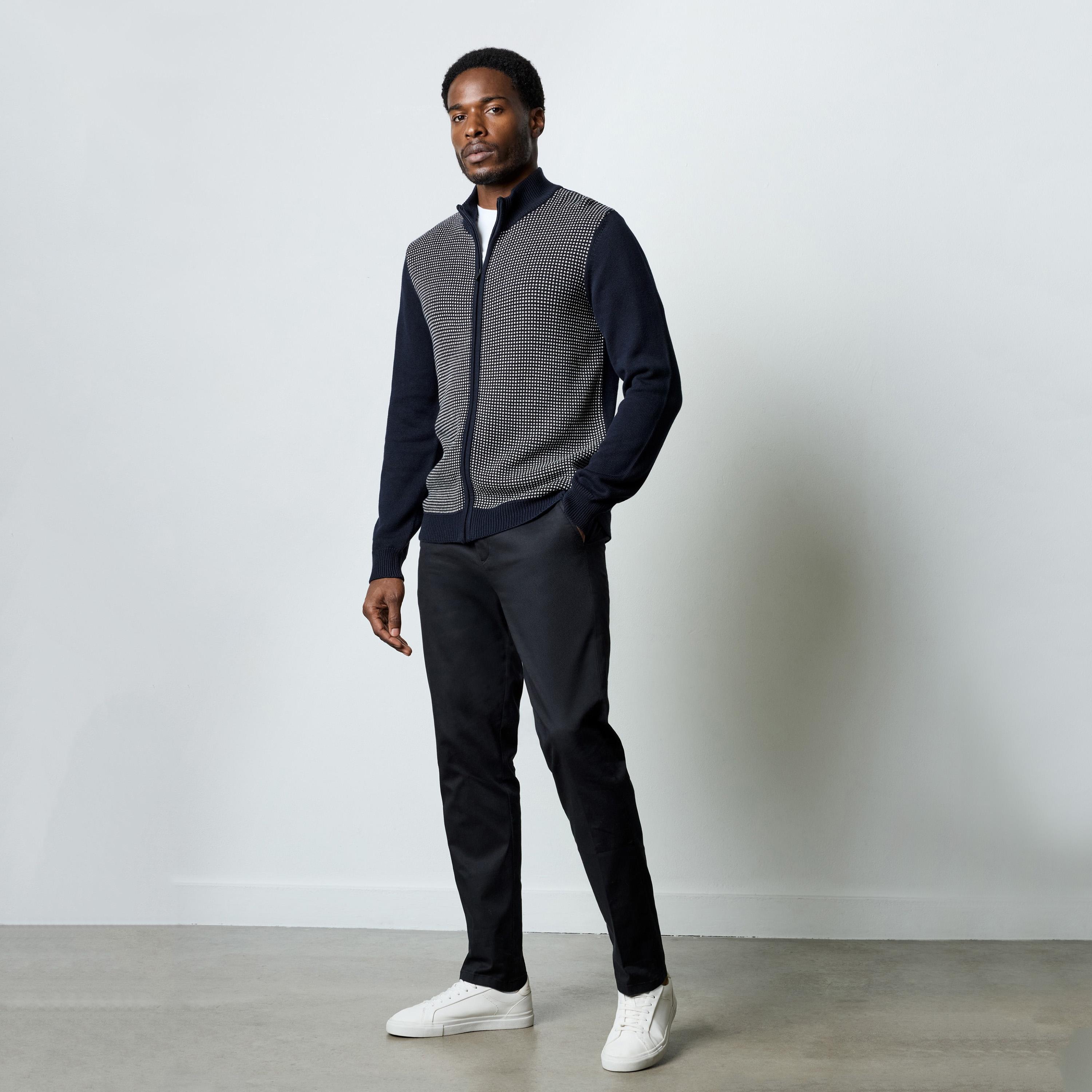 جاكيت رجالي محبوك من فرينش كونيكشن برقبة عالية وأكمام طويلة-men-clothing-jacketsandblazers-jackets-image-2