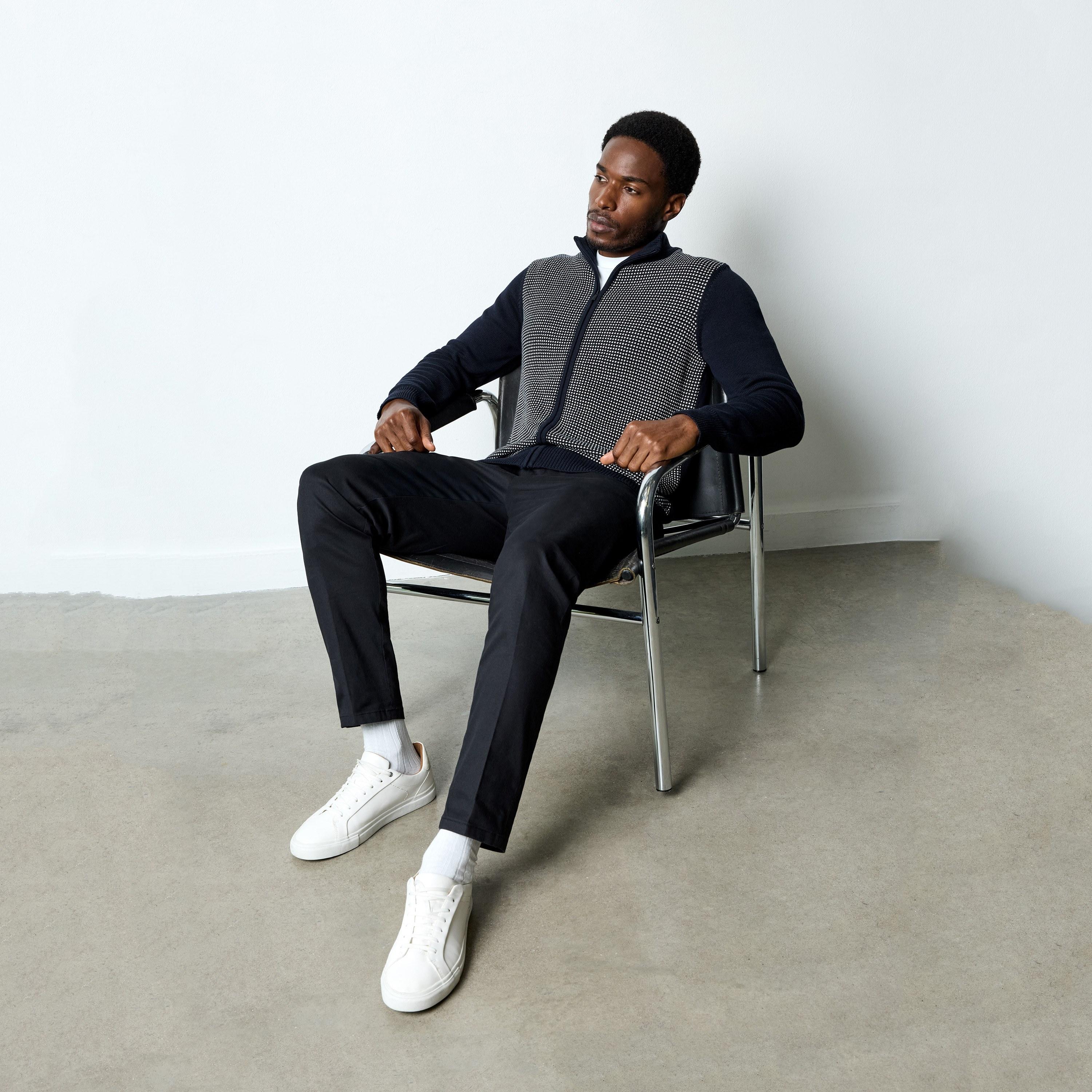 جاكيت رجالي محبوك من فرينش كونيكشن برقبة عالية وأكمام طويلة-men-clothing-jacketsandblazers-jackets-image-5