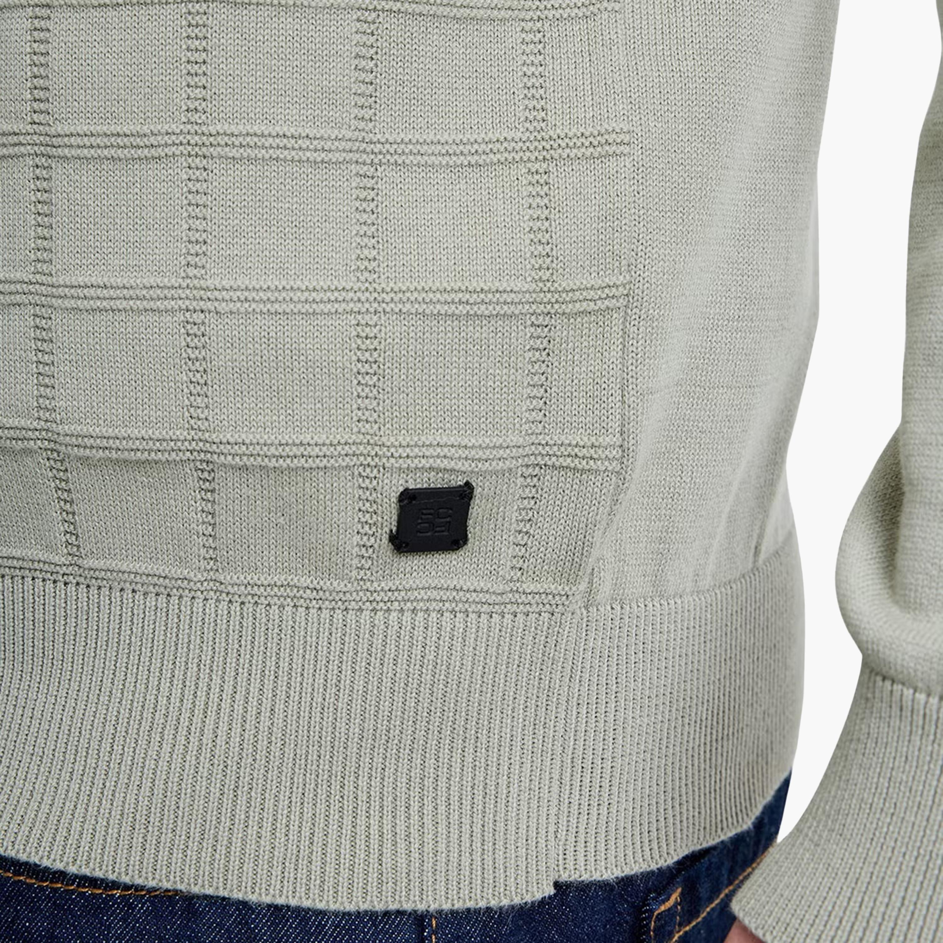 French Connection Geometric Textured Mock Neck Long Sleeves Men's Sweater-men-clothing-sweatersandpullovers-image-5
