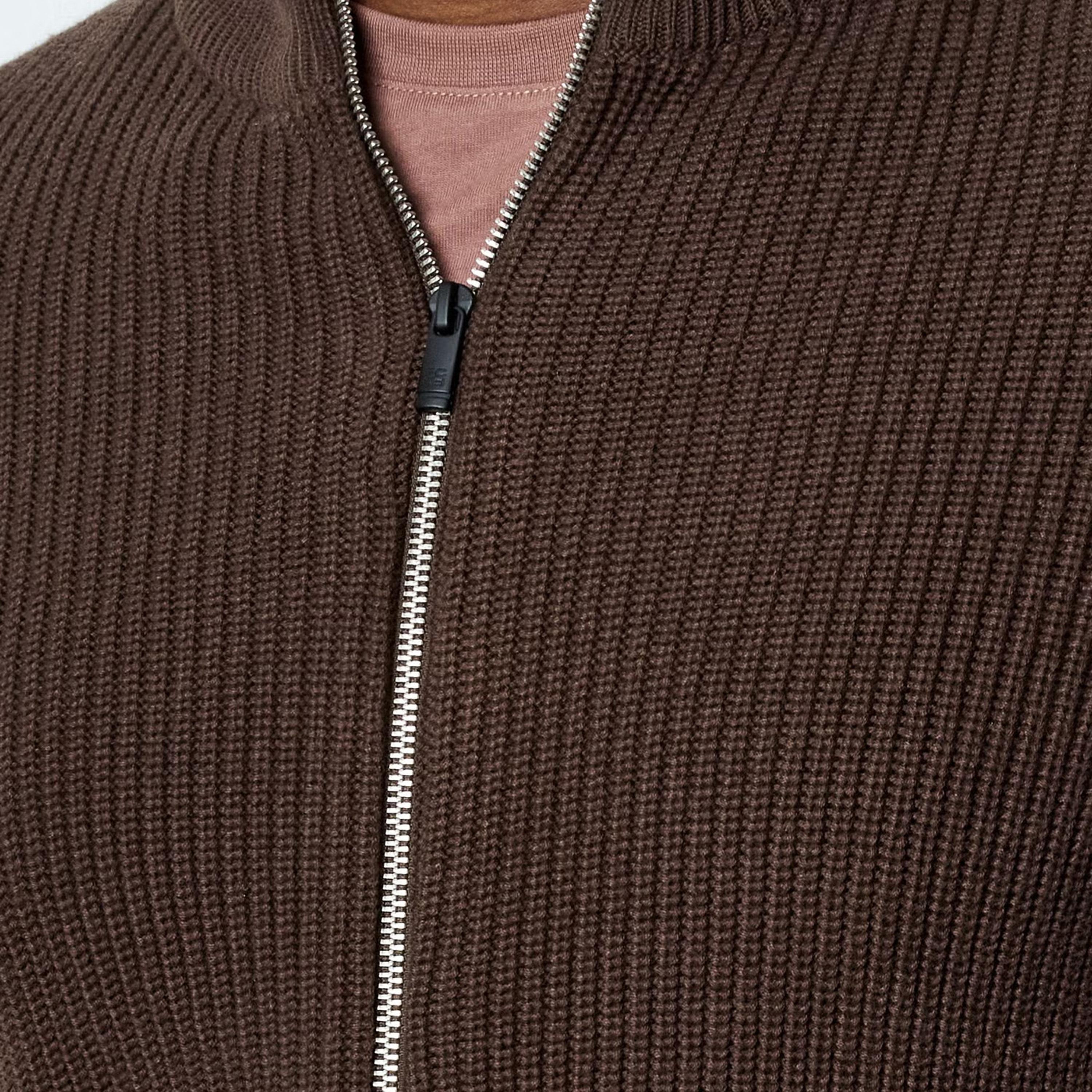 كارديجان رجالي بأكمام طويلة وفتحة رقبة عالية بنسيج مضلع من فرينش كونكشن-men-clothing-sweatersandpullovers-image-2