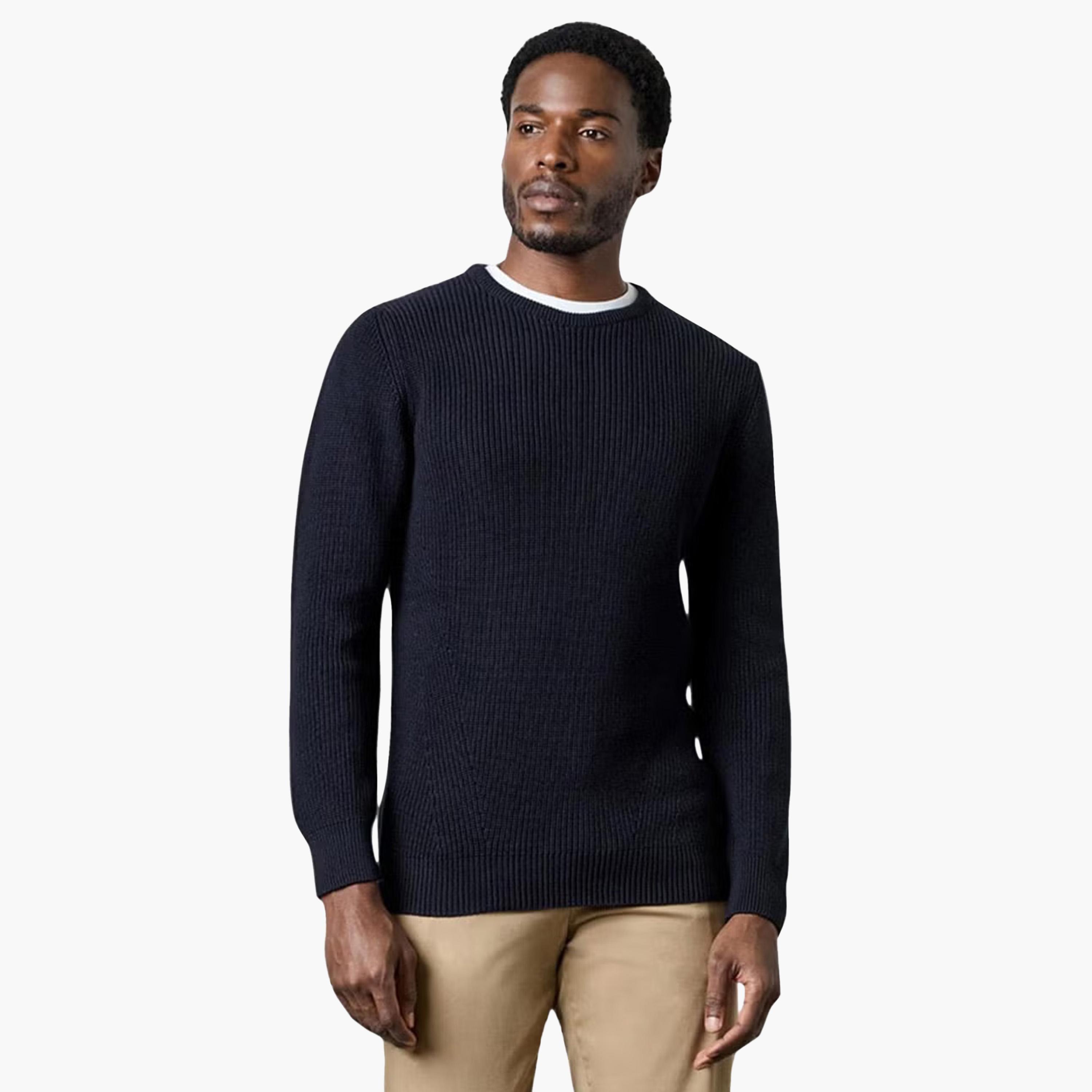 French Connection Ribbed Crew Neck Long Sleeves Men's Sweater-men-clothing-sweatersandpullovers-image-1