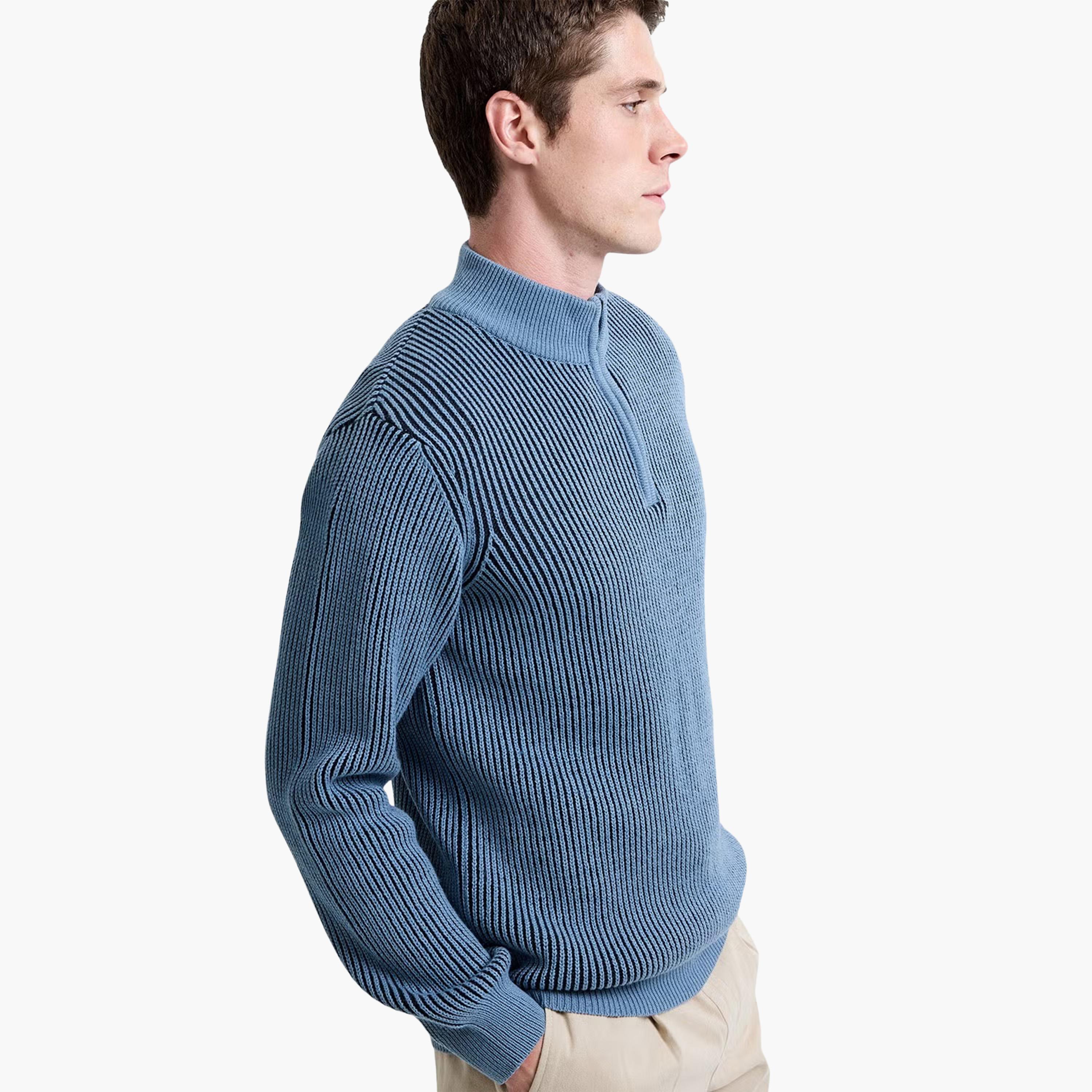 French Connection Ribbed Mock Neck Long Sleeves Men's Sweater-men-clothing-sweatersandpullovers-image-2