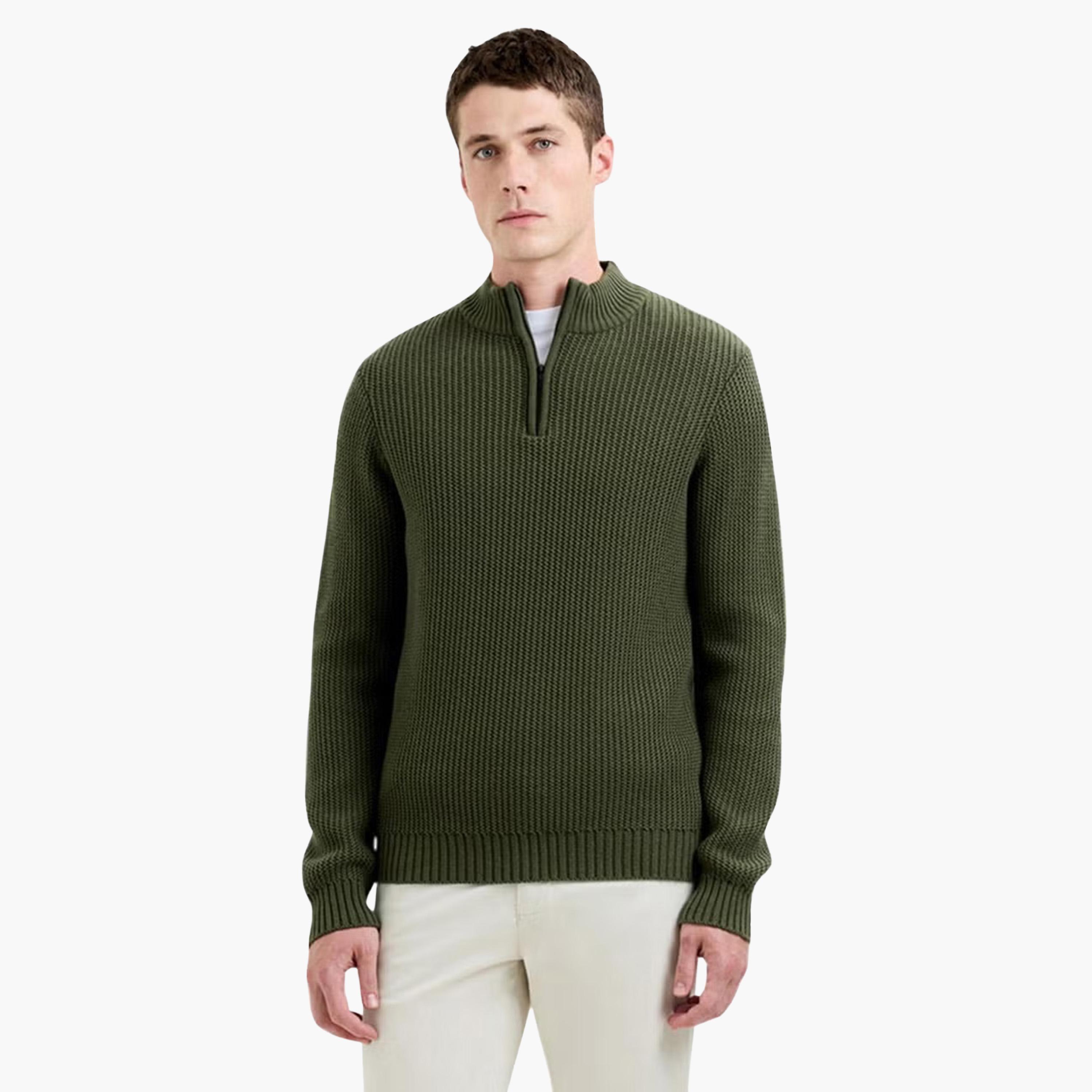 French Connection Ribbed Mock Neck Long Sleeves Men's Sweater-men-clothing-sweatersandpullovers-image-1