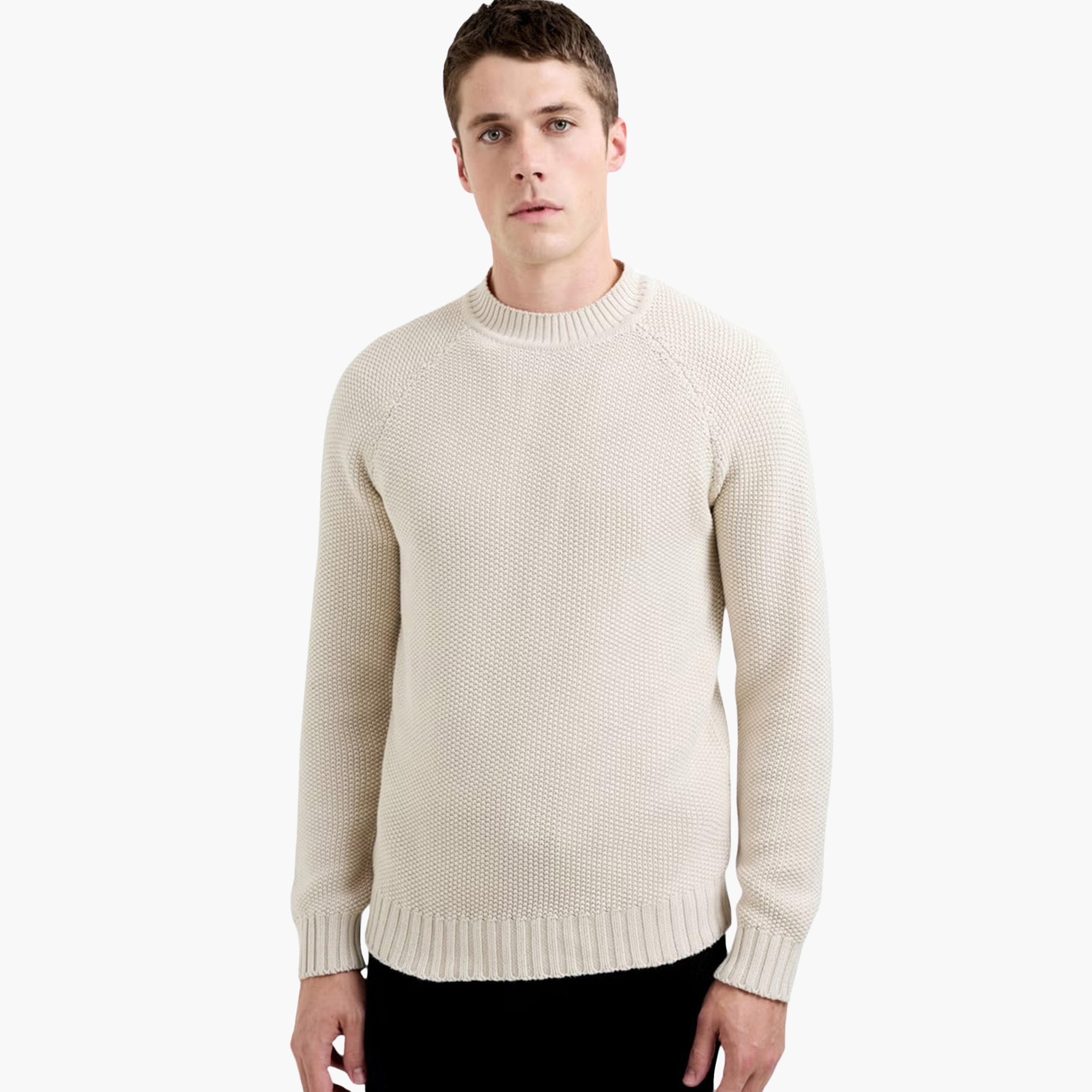 French Connection Textured Knit Mock Neck Long Sleeves Men's Sweater-men-clothing-sweatersandpullovers-image-1