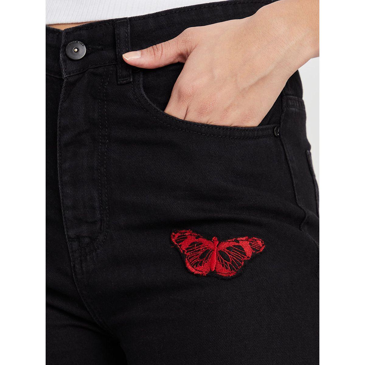 Styli High Rise Butterfly Print Straight Leg Jeans-women-clothing-bottoms-jeans-image-3