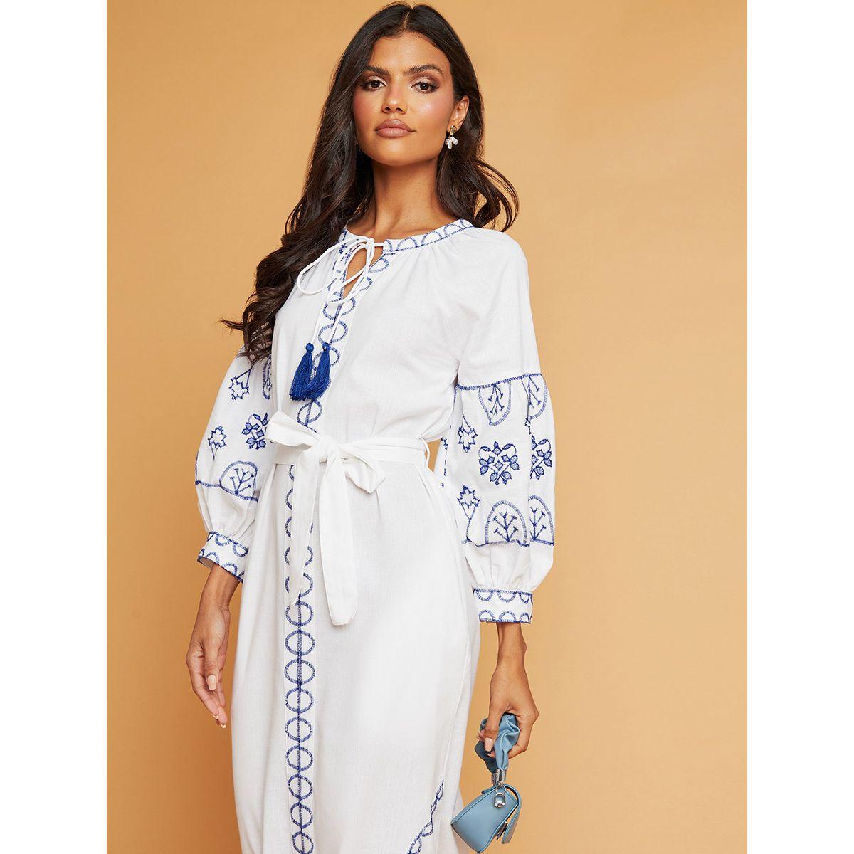 Styli Embroidered Maxi Dress with Volume Sleeves-women-clothing-dresses-image-2