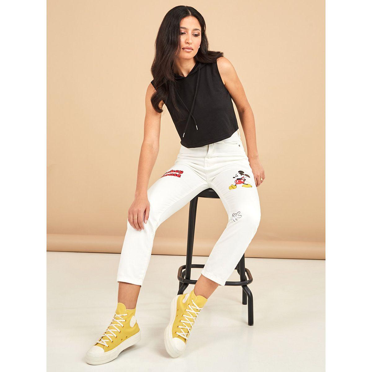 Styli Micky Mouse Print High Waist Mom Jeans-women-clothing-bottoms-jeans-image-5