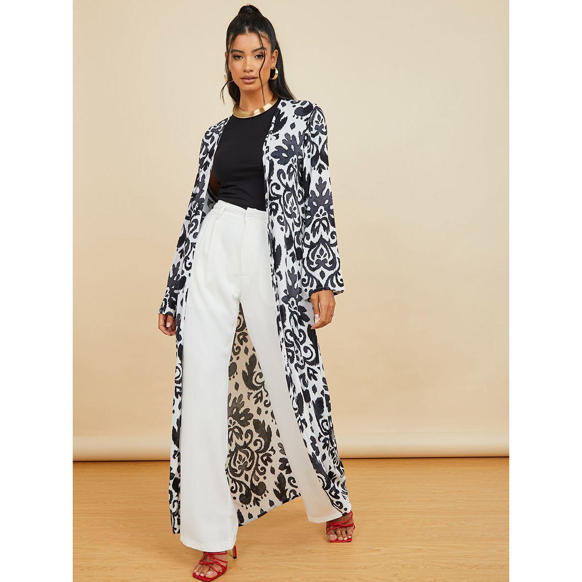 Styli Long Sleeves Damask Print Maxi Kimono-women-clothing-shirtsandblouses-shirts-image-1