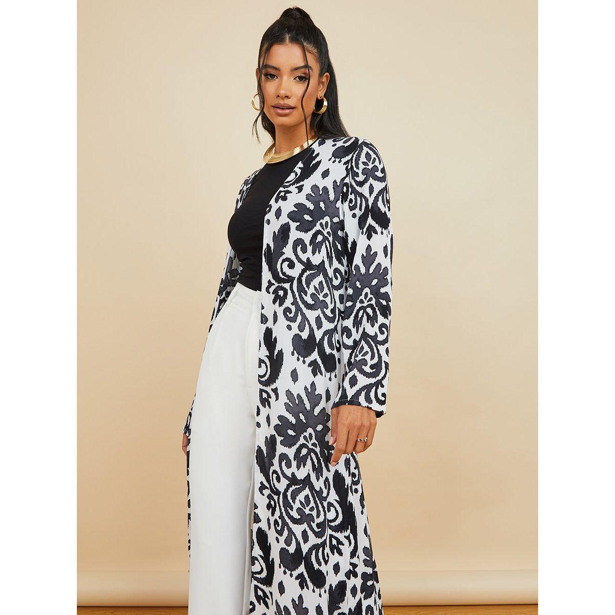 Styli Long Sleeves Damask Print Maxi Kimono-women-clothing-shirtsandblouses-shirts-image-2