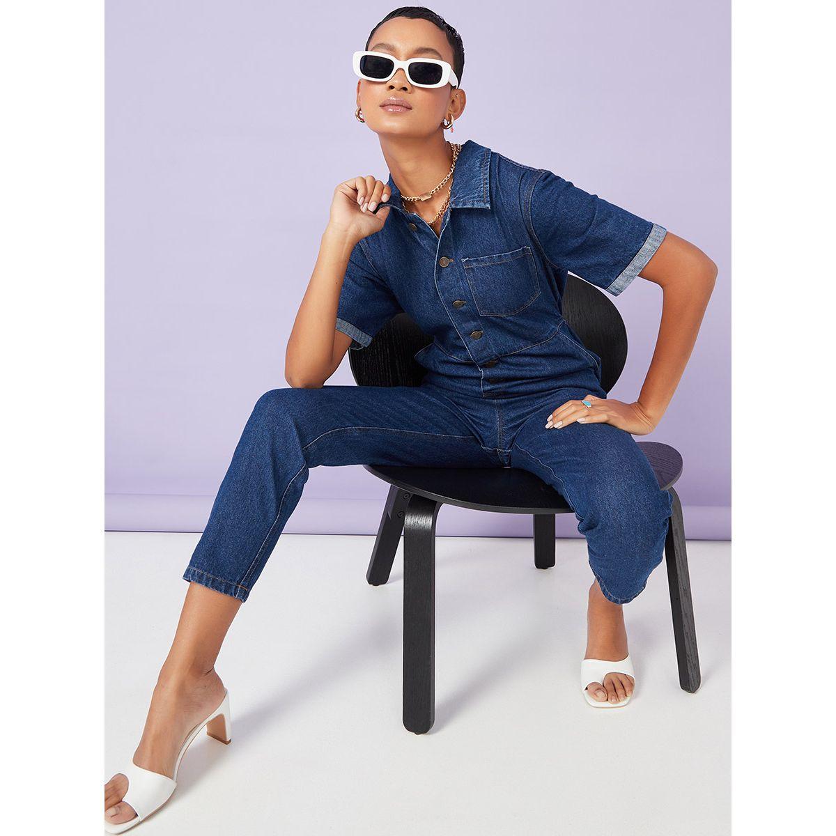Styli Patch Pocket Detail Slim Fit Denim Boiler Jumpsuit-women-clothing-jumpsuits-image-1