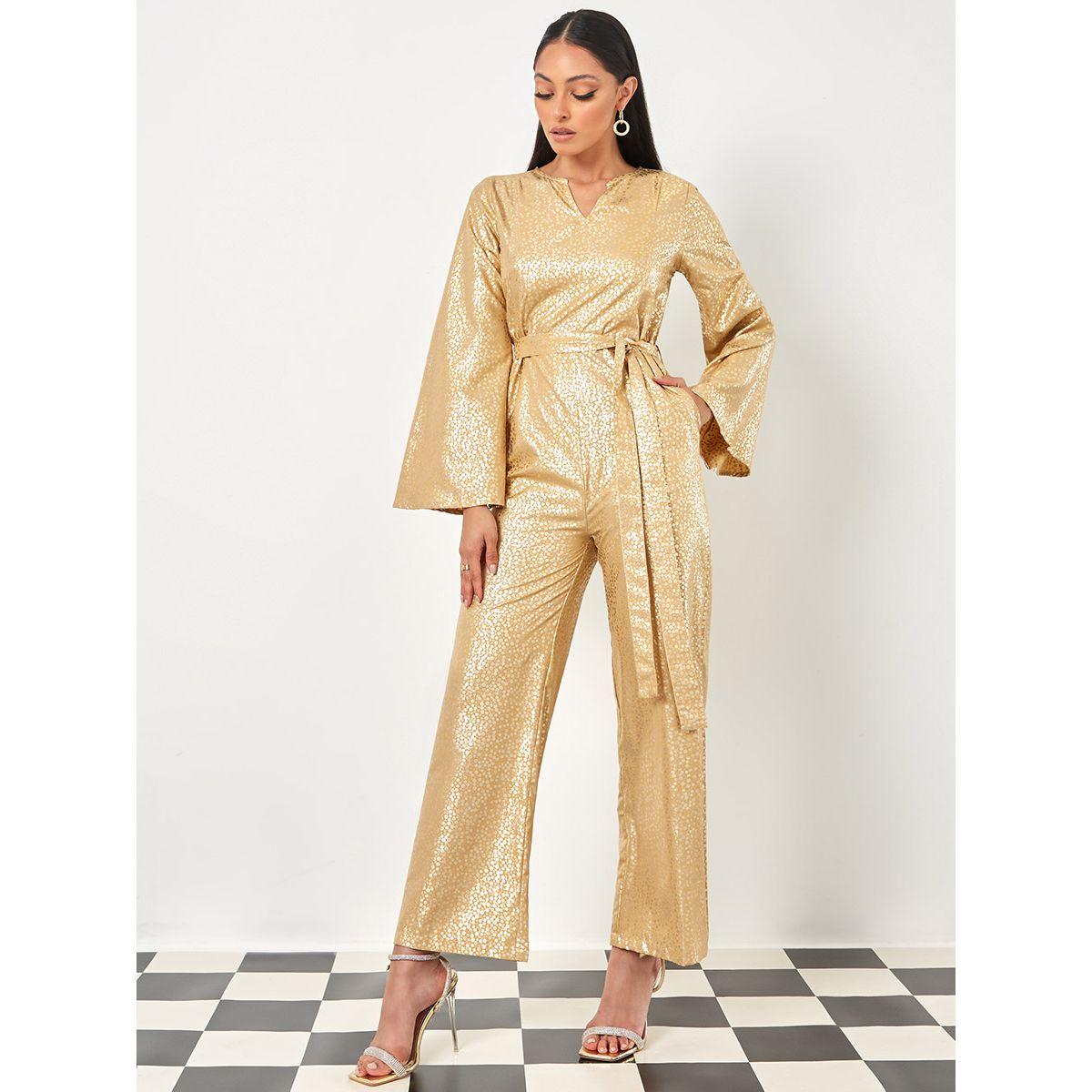 Styli Long Sleeves V Neck Satin Foil Print Wide Leg Jumpsuit-women-clothing-jumpsuits-image-1