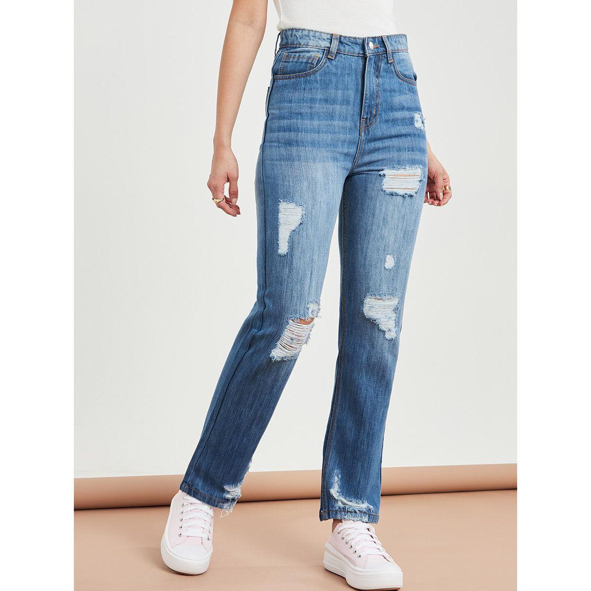 جينز بقصة مستقيمة وخصر عالي من ستايلي-women-clothing-bottoms-jeans-image-1