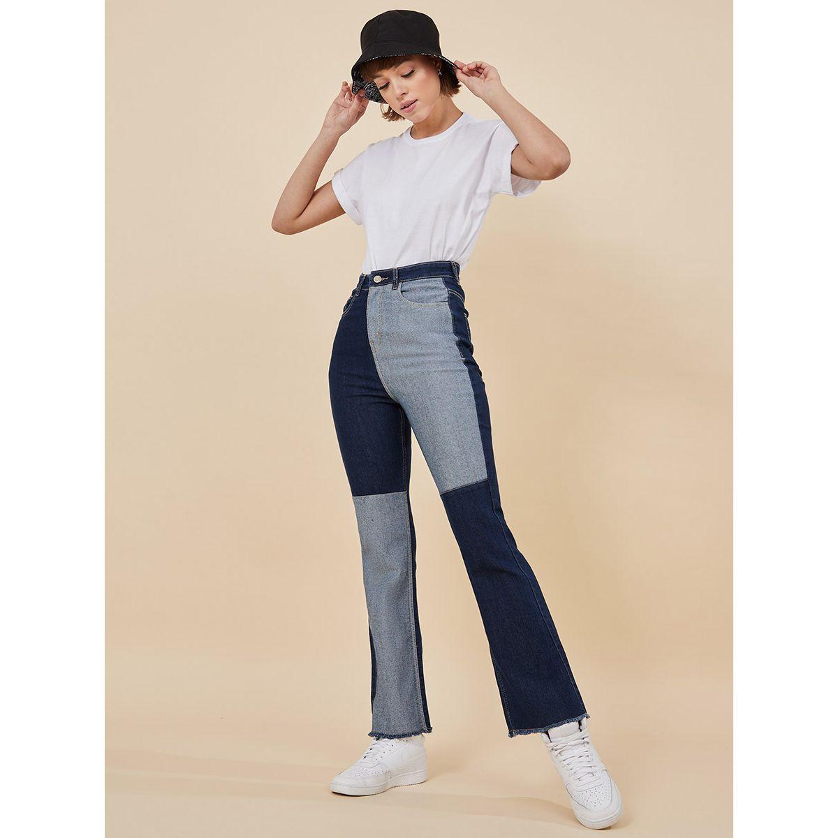 Styli High Rise Colorblock Flared Jeans-women-clothing-bottoms-jeans-image-1