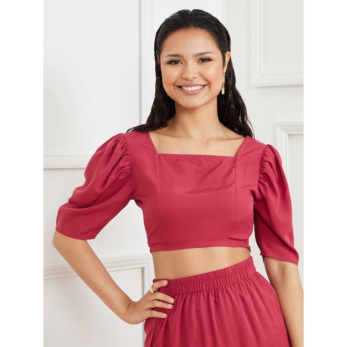 طقم من ( تنورة طويلة + بلوزة قصيرة ) من ستايلي-women-clothing-coordsets-image-2