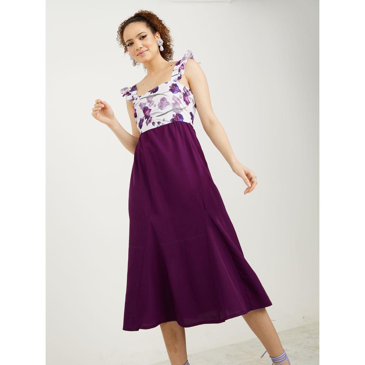 Styli Frill Sleeves Floral Print A-Line Midi Dress-women-clothing-dresses-image-1