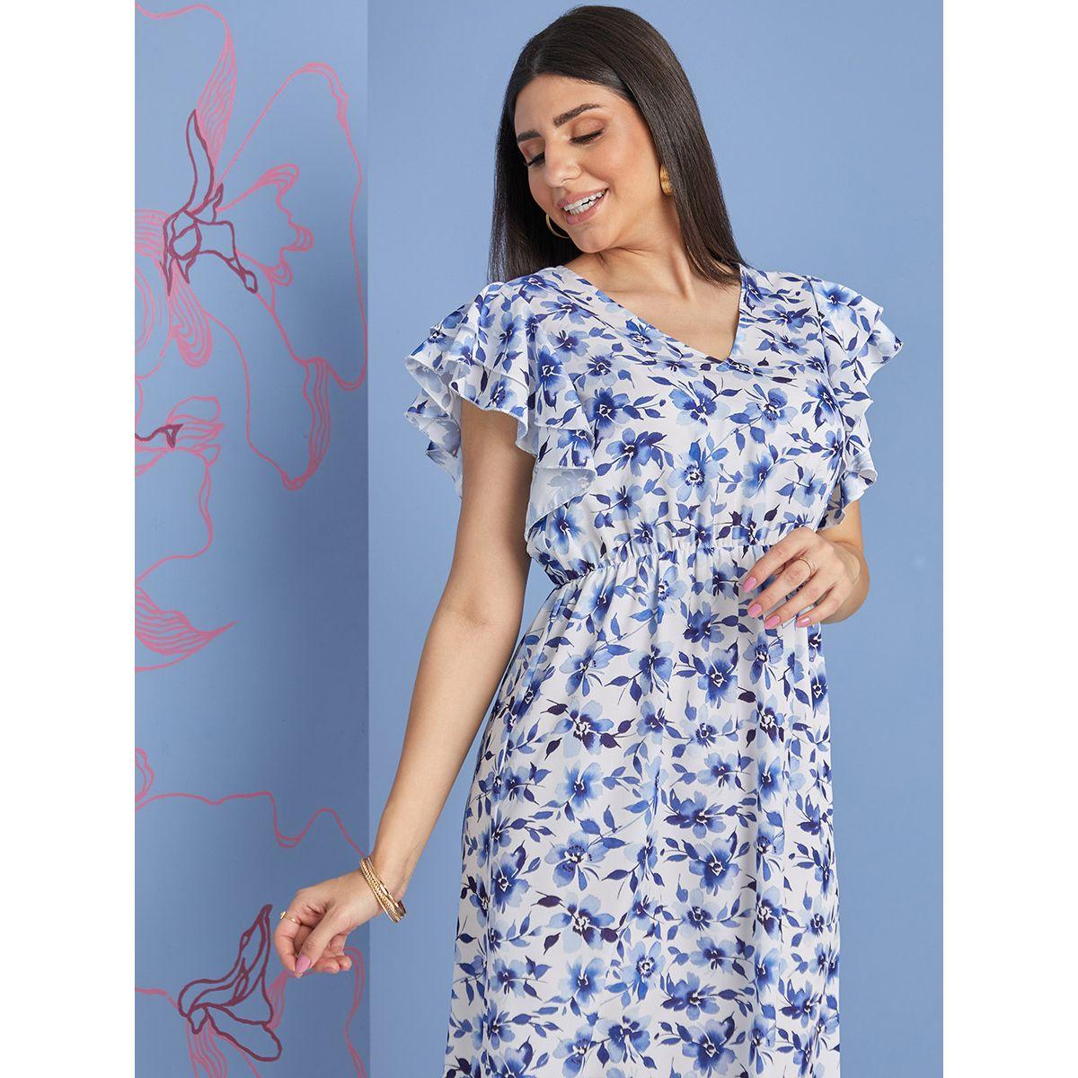 فستان ميدي باكمام مكشكشة من ستايلي-women-clothing-dresses-image-2