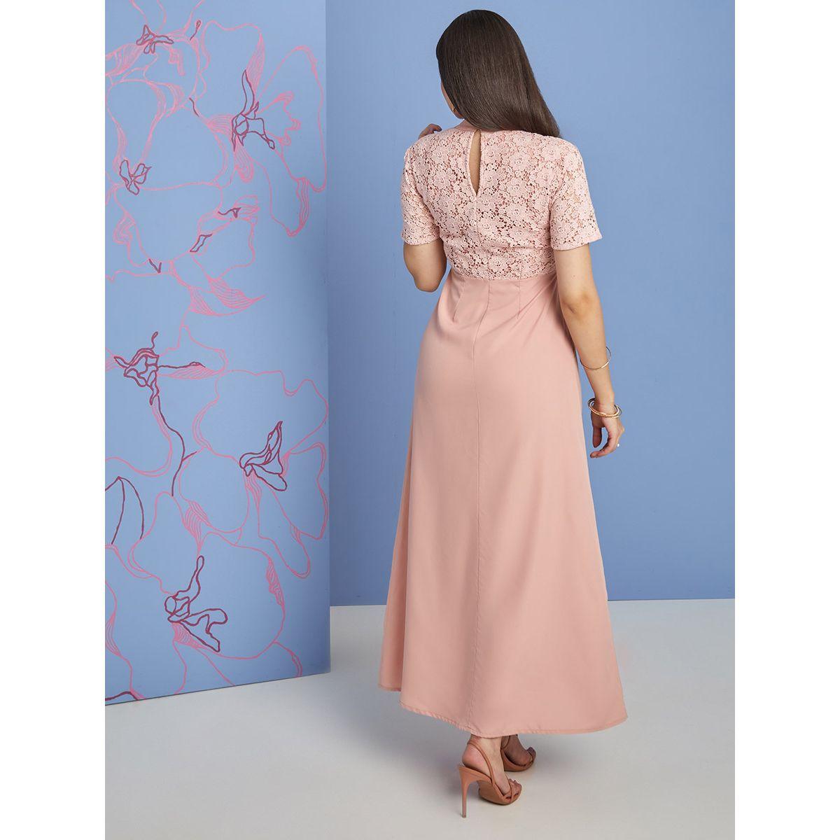 Styli Short Sleeves High Neck Lace Yoke Maxi Dress-women-clothing-dresses-image-4