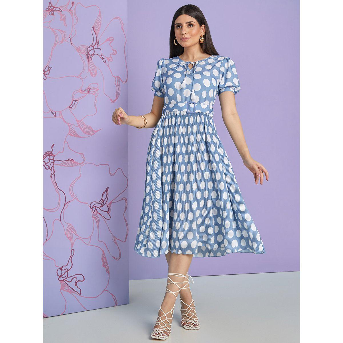 فستان ميدي بكسرات واكمام باساور من ستايلي-women-clothing-dresses-image-1