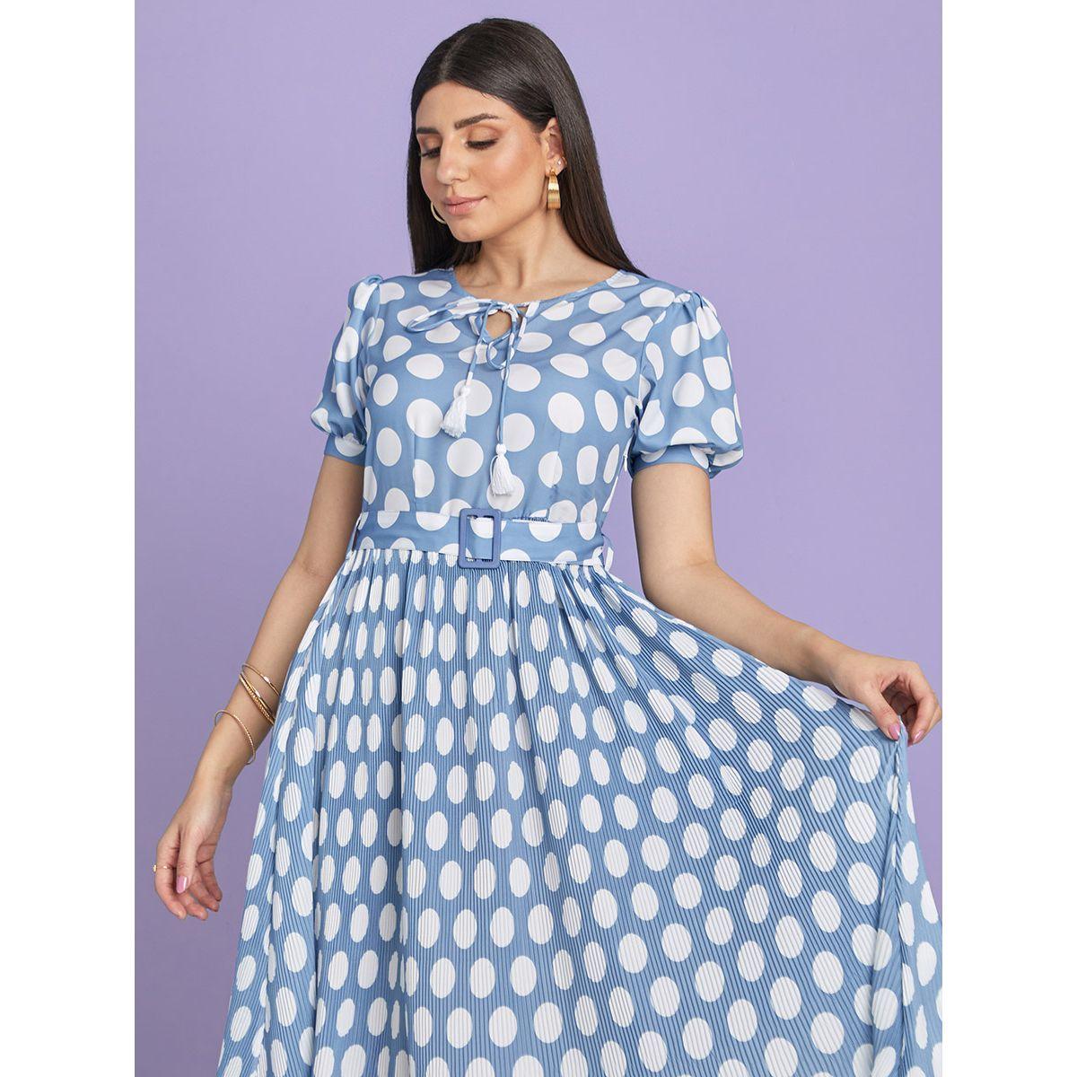 فستان ميدي بكسرات واكمام باساور من ستايلي-women-clothing-dresses-image-2