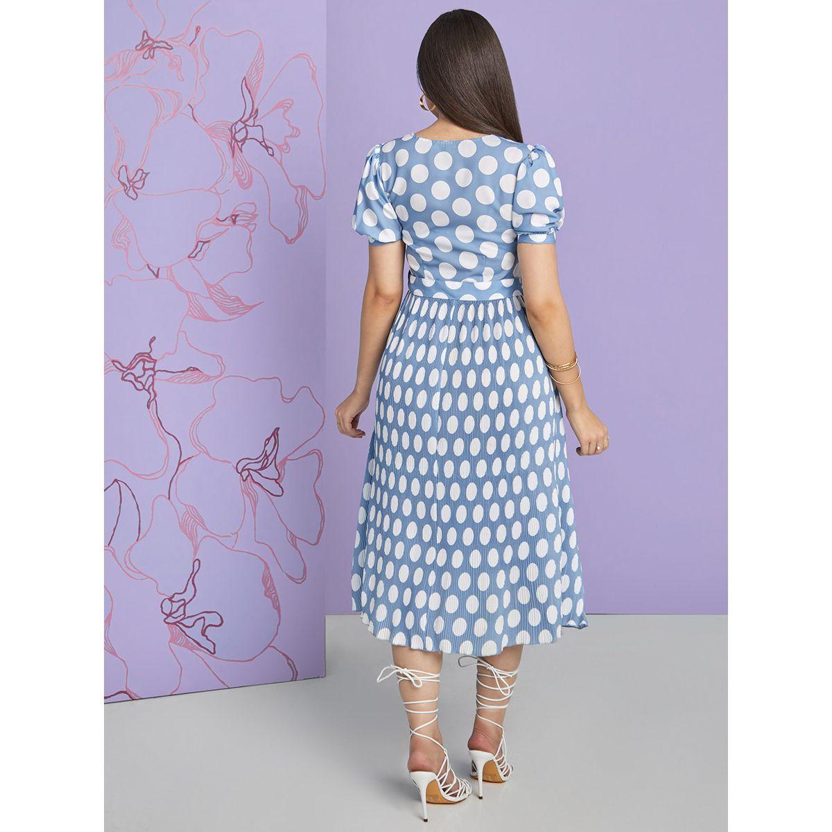 فستان ميدي بكسرات واكمام باساور من ستايلي-women-clothing-dresses-image-4