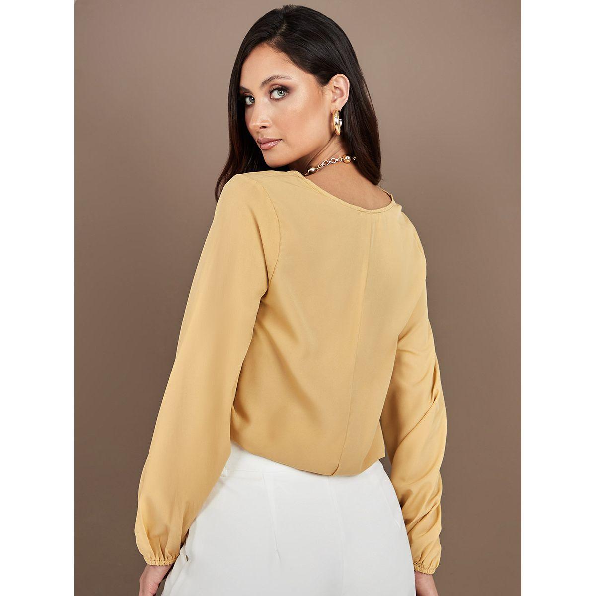 Styli Long Sleeves V Neck Regular Length Top-women-clothing-shirtsandblouses-blouses-image-3