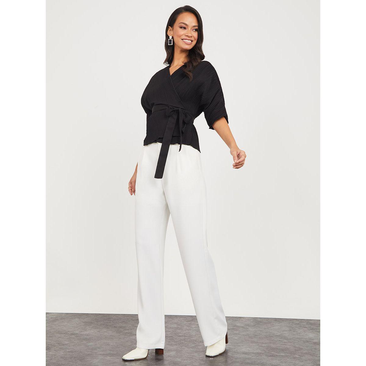 بلوزة بنمط لف ورباط خصر-women-clothing-shirtsandblouses-blouses-image-2