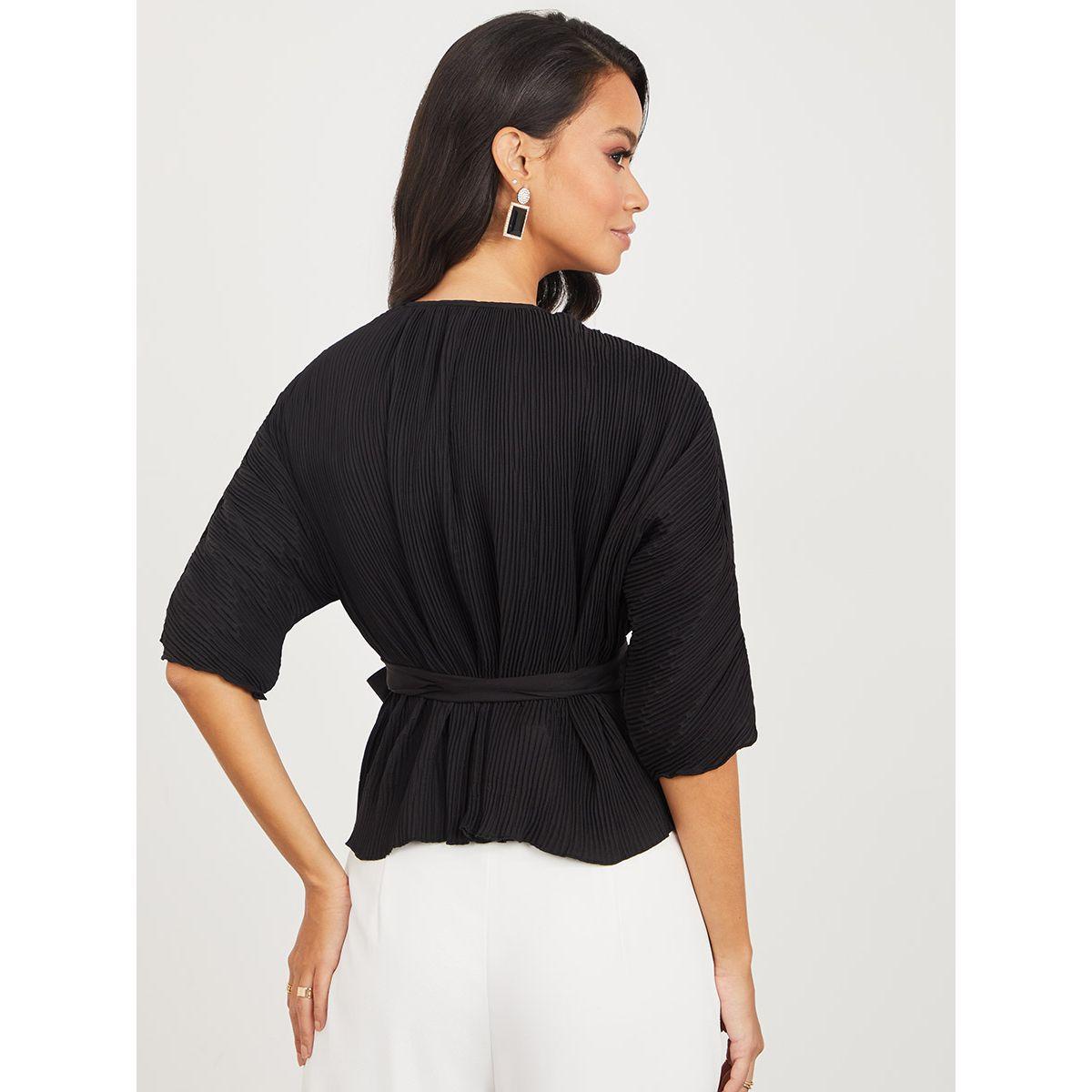 بلوزة بنمط لف ورباط خصر-women-clothing-shirtsandblouses-blouses-image-4