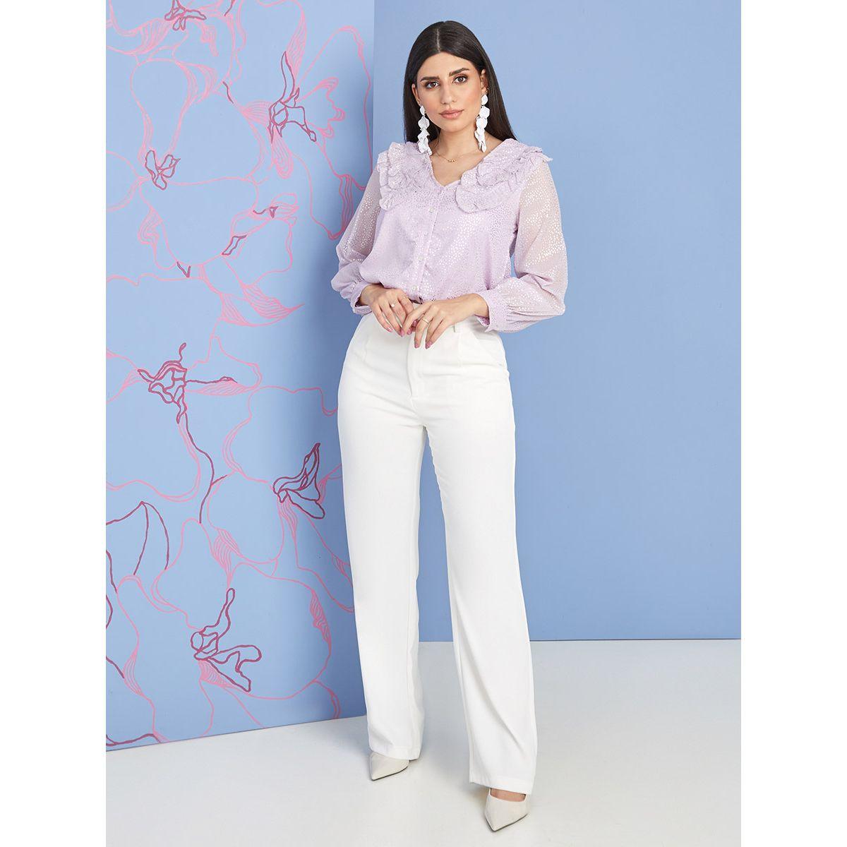 Styli Long Sleeves Button Through All Over Shimmer Top-women-clothing-shirtsandblouses-blouses-image-2