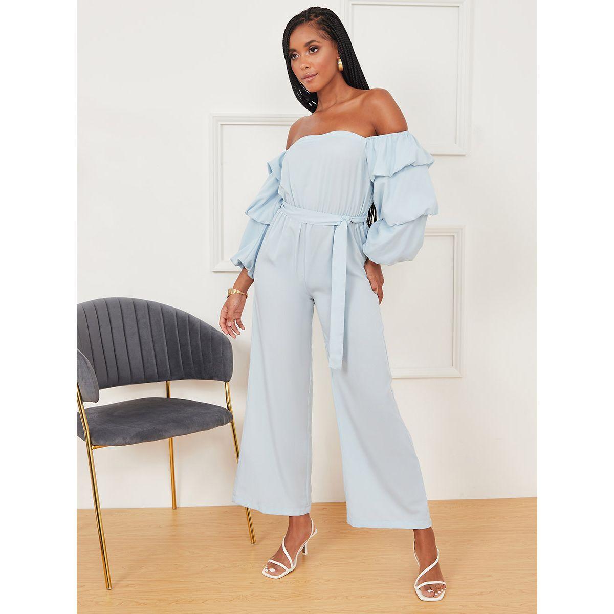 Styli Off Shoulder Wide Leg Jumpsuit with Tie Belt-women-clothing-jumpsuits-image-1