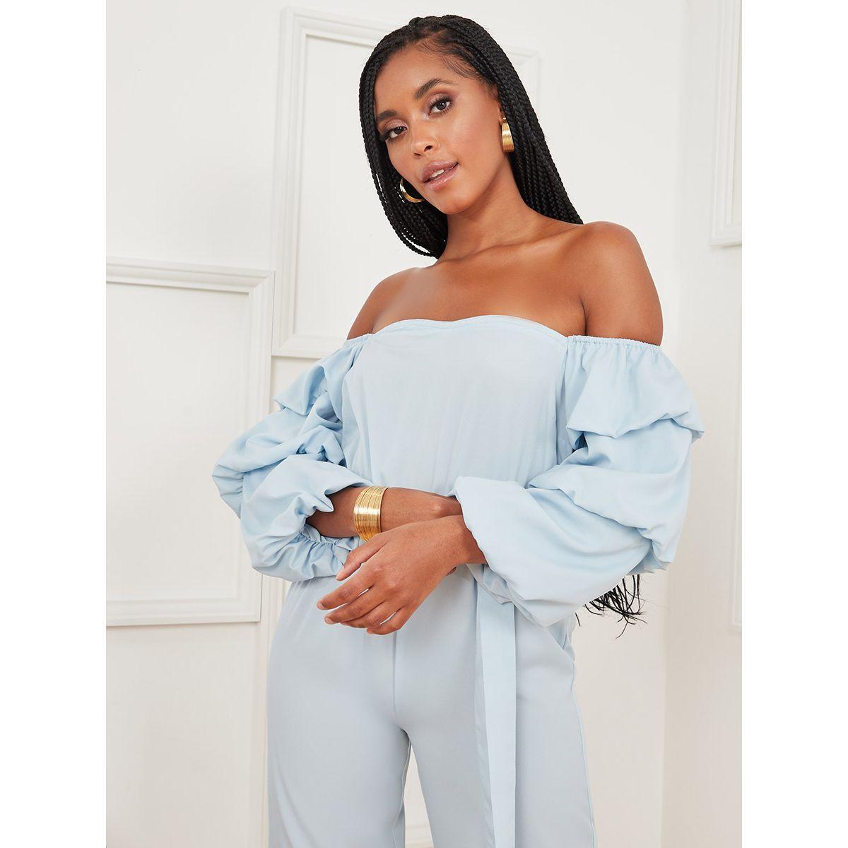 Styli Off Shoulder Wide Leg Jumpsuit with Tie Belt-women-clothing-jumpsuits-image-2