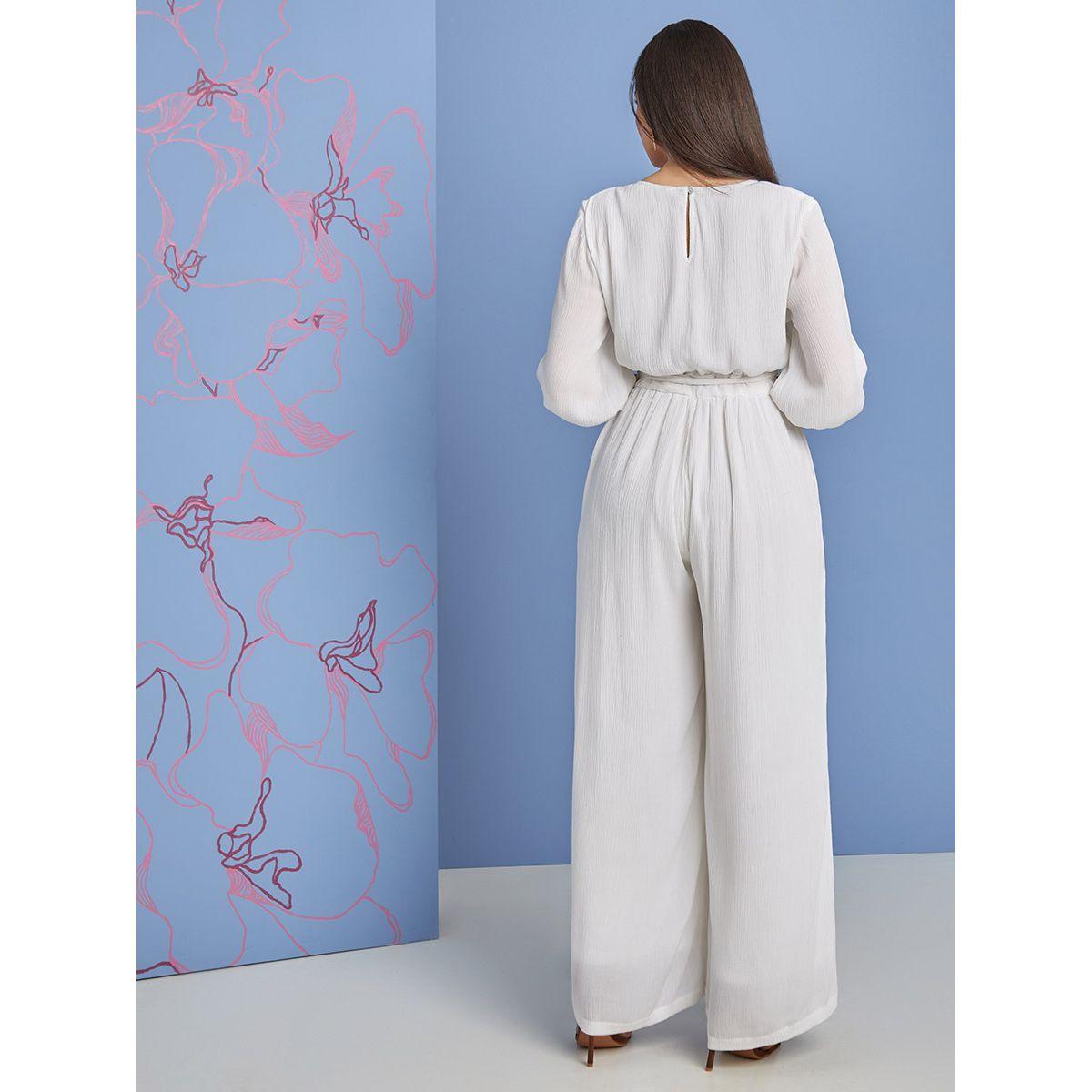 Styli 3/4 Sleeves Wide Leg Jumpsuit with Self Tie-women-clothing-jumpsuits-image-4