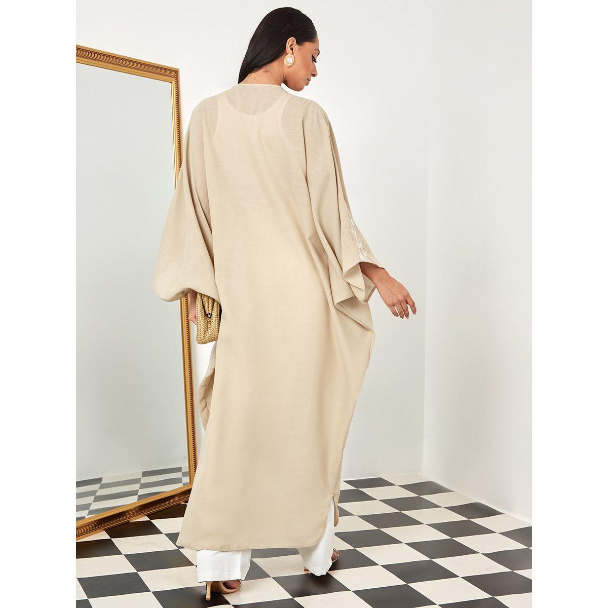 Styli Embroidered Detail Front Open Maxi Abaya-women-arabicclothing-abayas-image-4