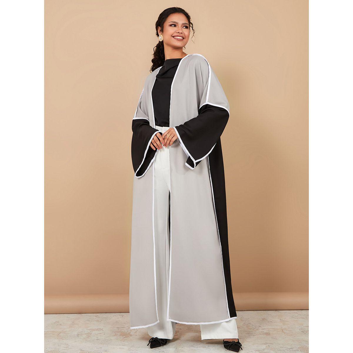 Styli Colorblock Tailored  Maxi Length Abaya -women-arabicclothing-abayas-image-1