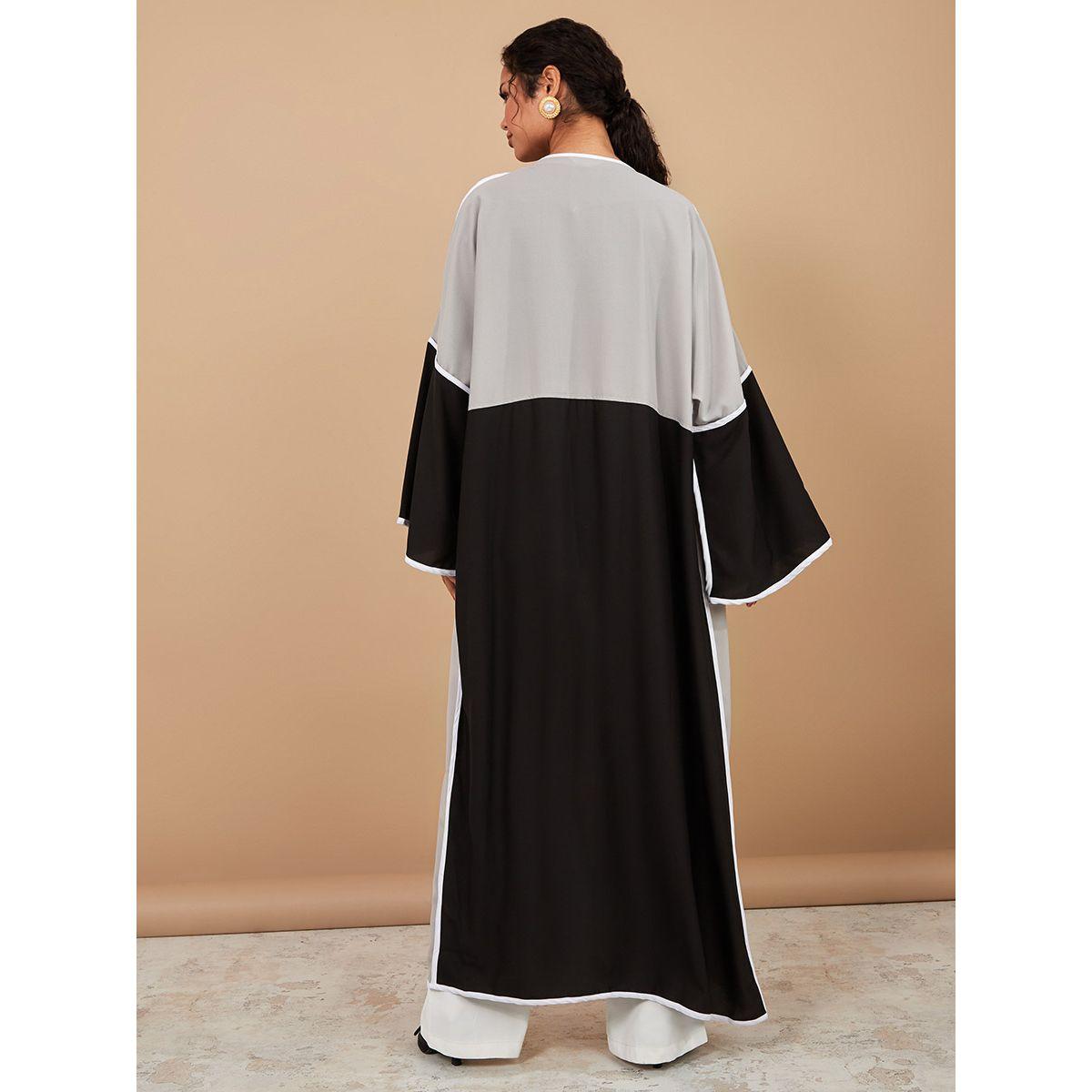 Styli Colorblock Tailored  Maxi Length Abaya -women-arabicclothing-abayas-image-4
