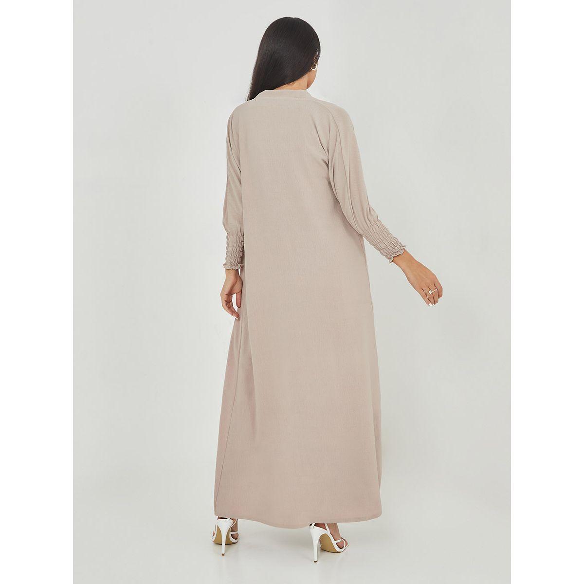 Styli Set of 3 - Strappy Shirred Dress with Hijab and Maxi Abaya-women-clothingaccessories-scarves-image-8