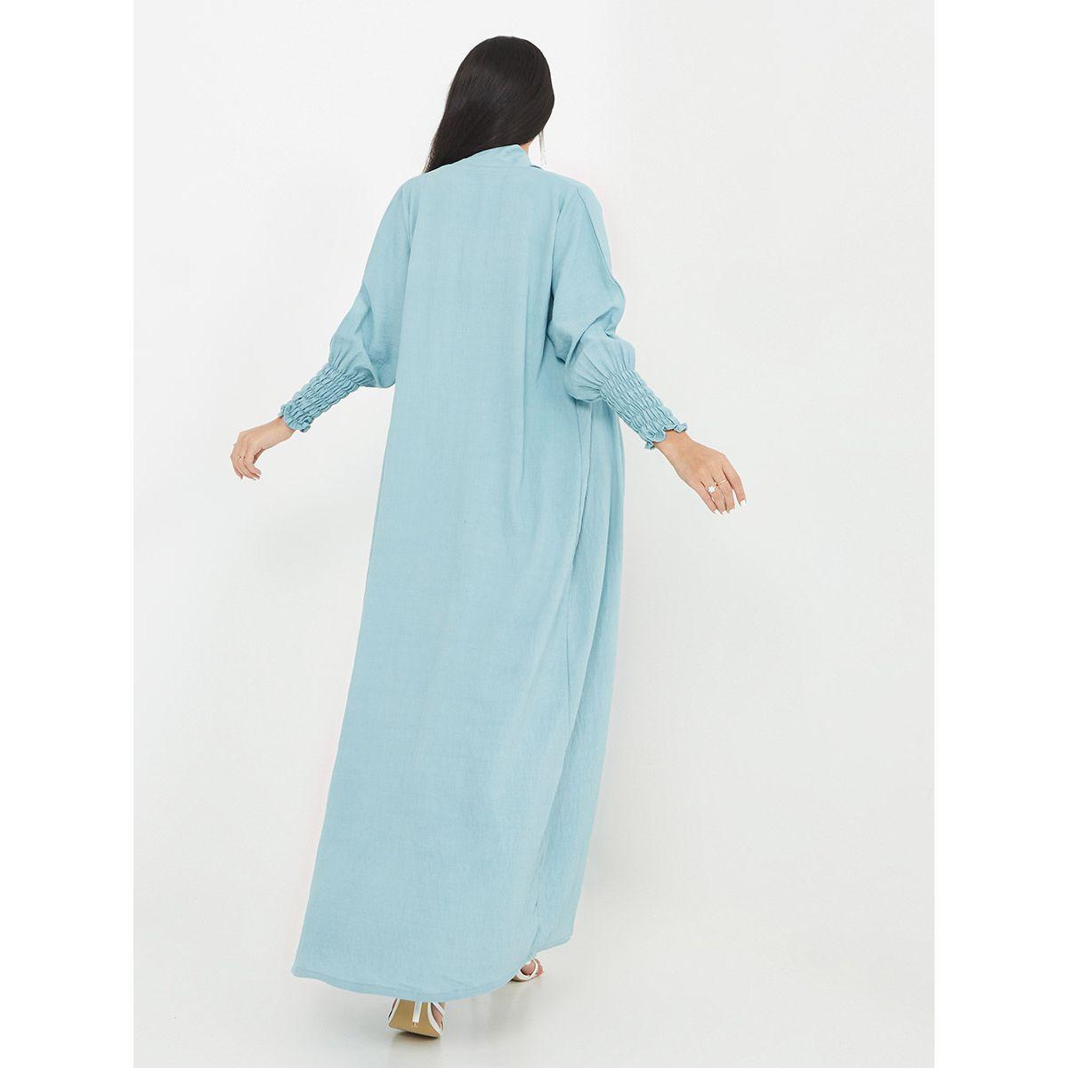 Styli Set of 3 - Strappy Shirred Dress with Hijab and Maxi Abaya-women-clothingaccessories-scarves-image-8