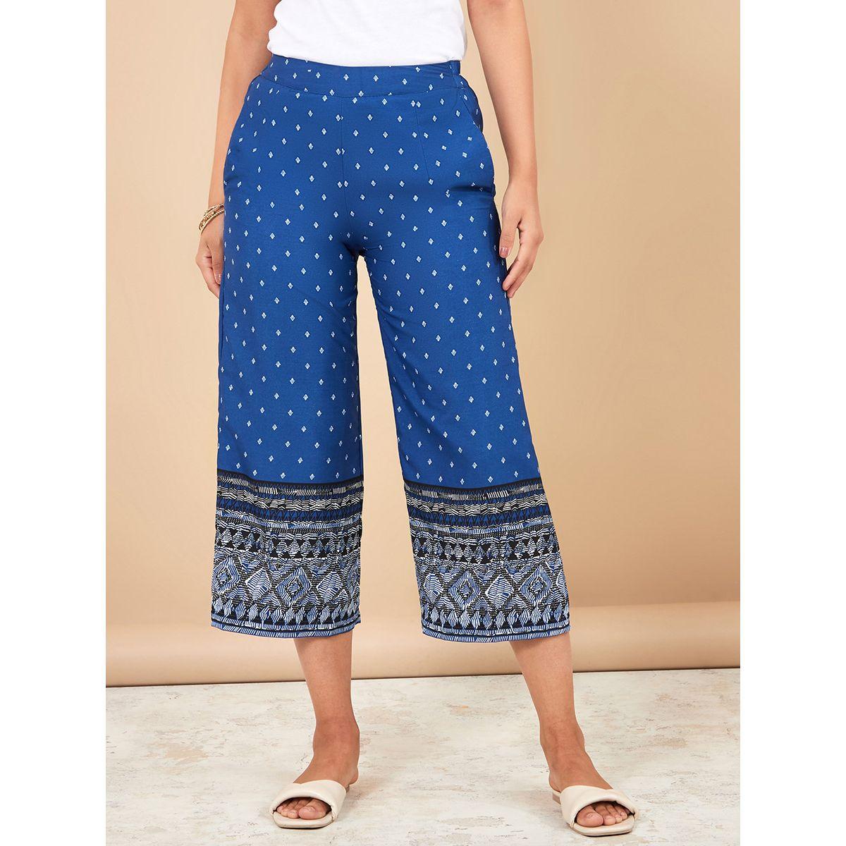 Styli Border Printed Wide Leg Culotte-women-clothing-bottoms-trousers-image-1