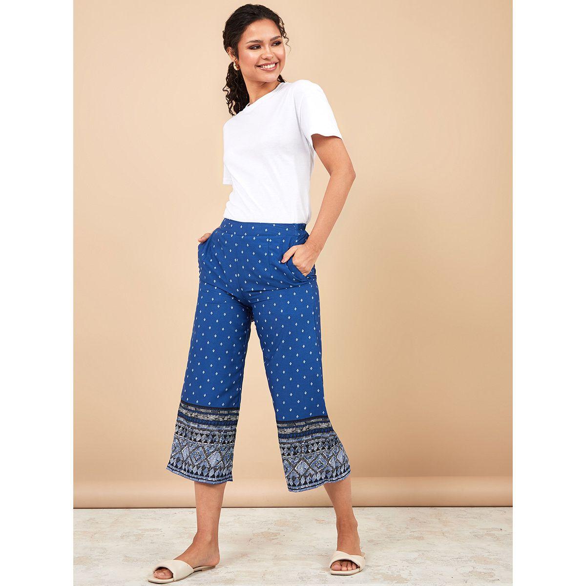Styli Border Printed Wide Leg Culotte-women-clothing-bottoms-trousers-image-2