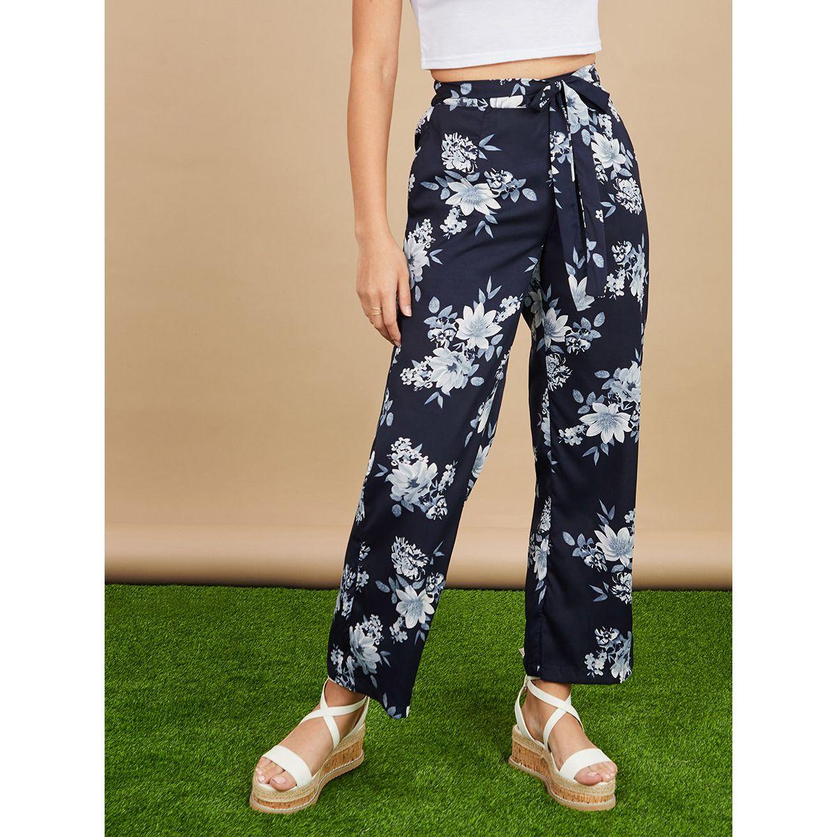 Styli Floral Print Self Belted Wide Leg Culotte-women-clothing-bottoms-trousers-image-1
