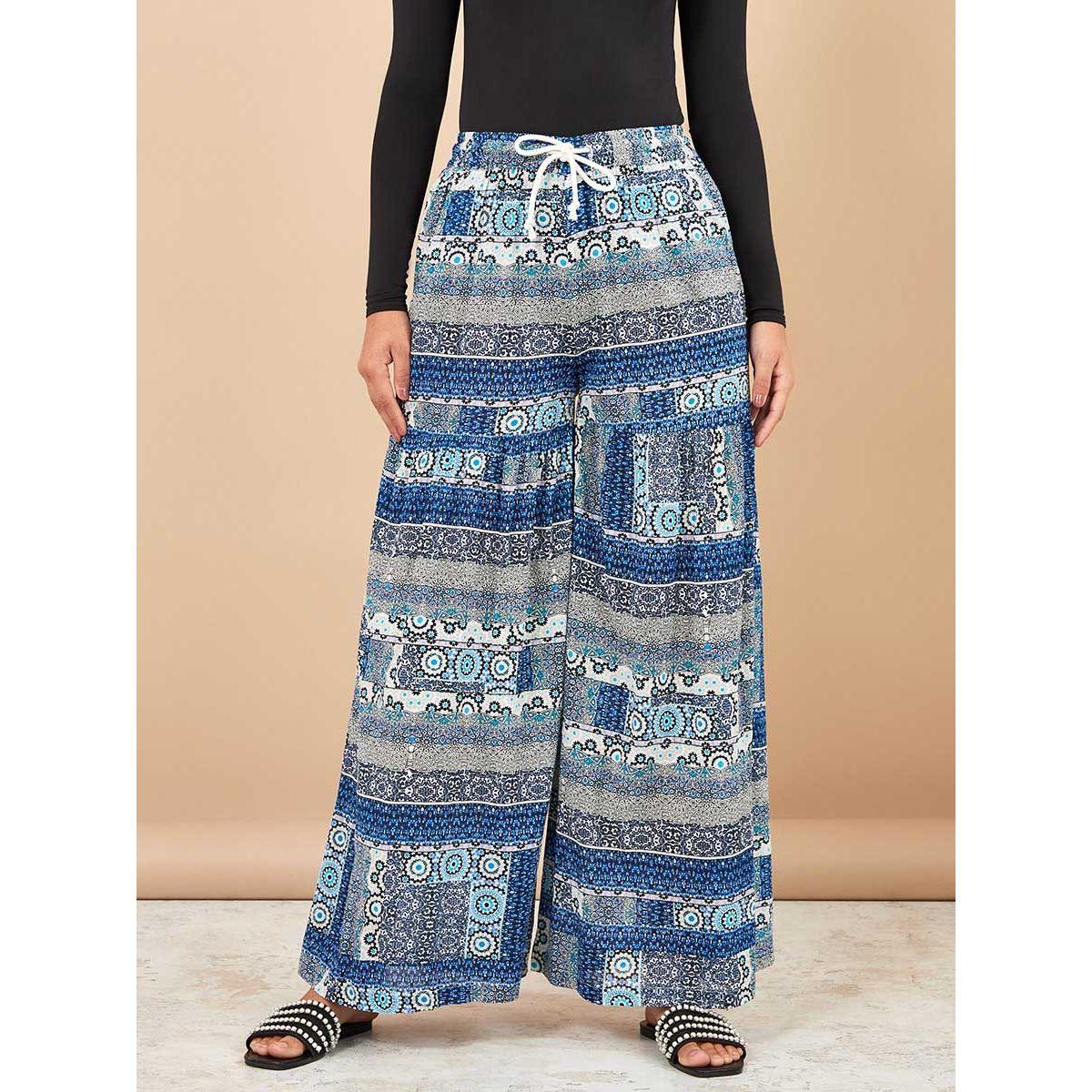 Styli Geo Print Drawstring Wide Leg Trouser-women-clothing-bottoms-trousers-image-1