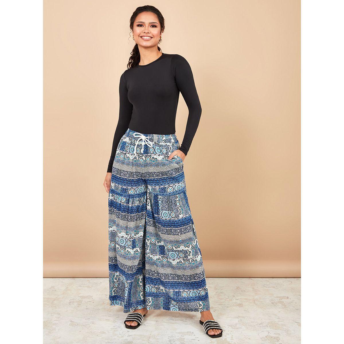 Styli Geo Print Drawstring Wide Leg Trouser-women-clothing-bottoms-trousers-image-2