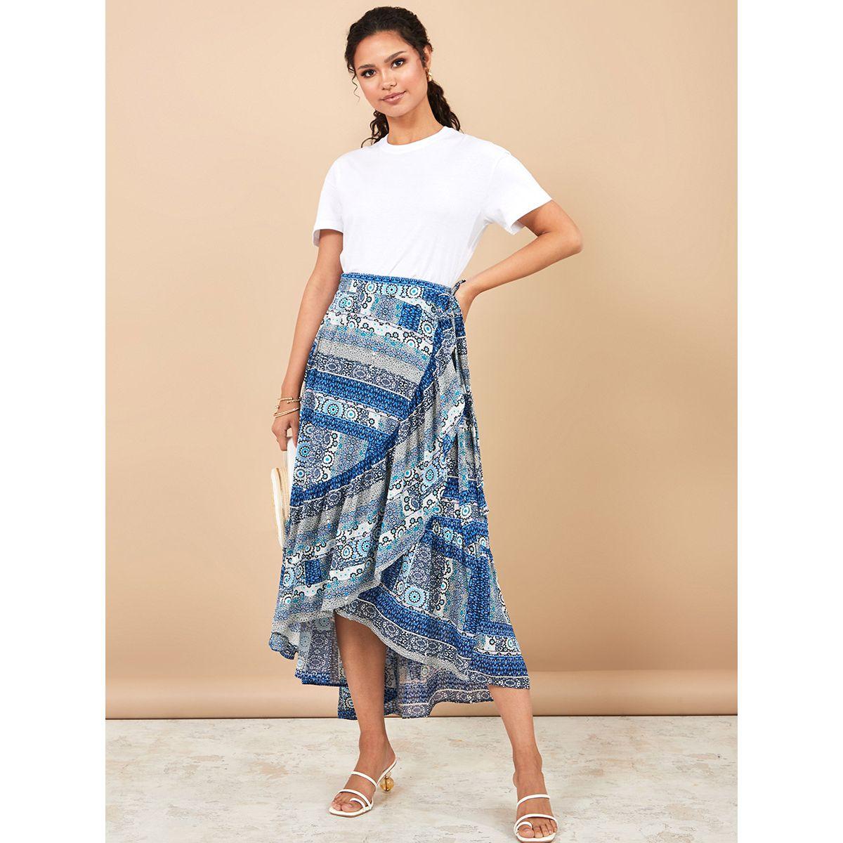 Styli Frill Hem Wrap Around A-Line Maxi Skirt-women-clothing-bottoms-skirts-image-2