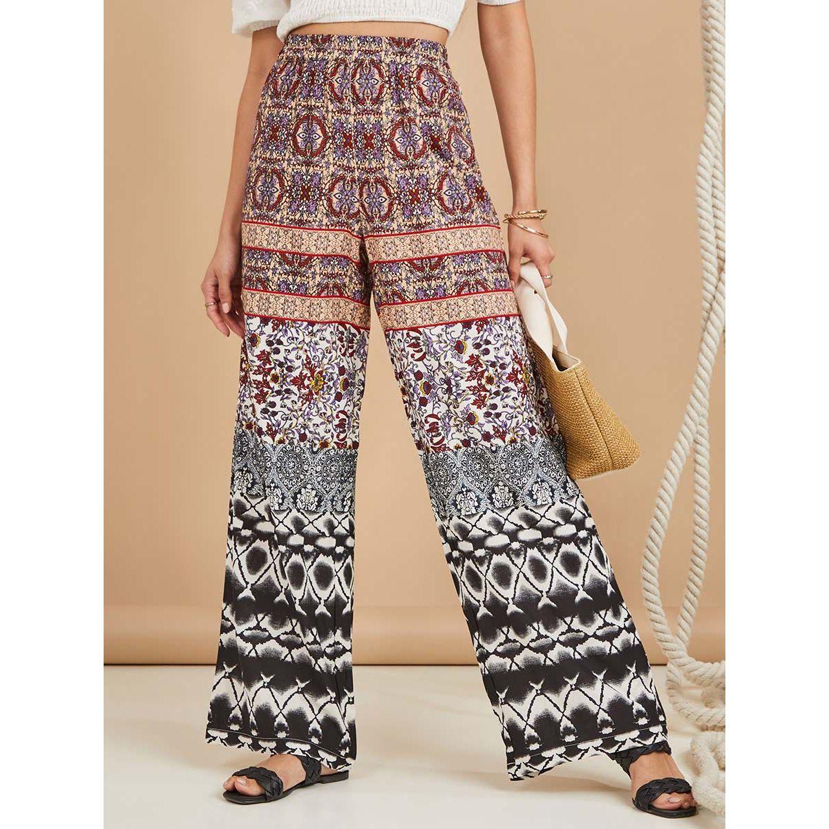 Styli Patchwork Print High Waist Wide Leg Trouser-women-clothing-bottoms-trousers-image-1