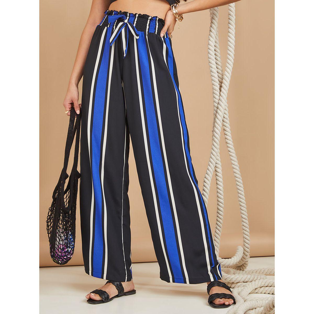 بنطال مخطط بقصة واسعة من ستايلي-women-clothing-bottoms-trousers-image-1