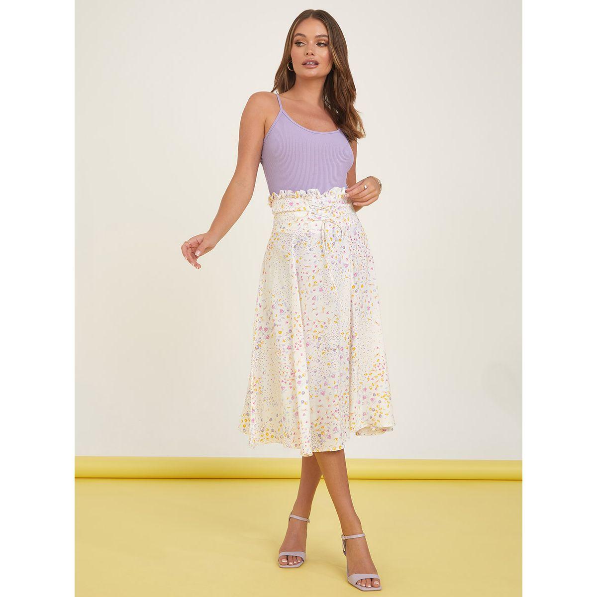 تنورة ميدي مطبع بزهور من ستايلي-women-clothing-bottoms-skirts-image-2