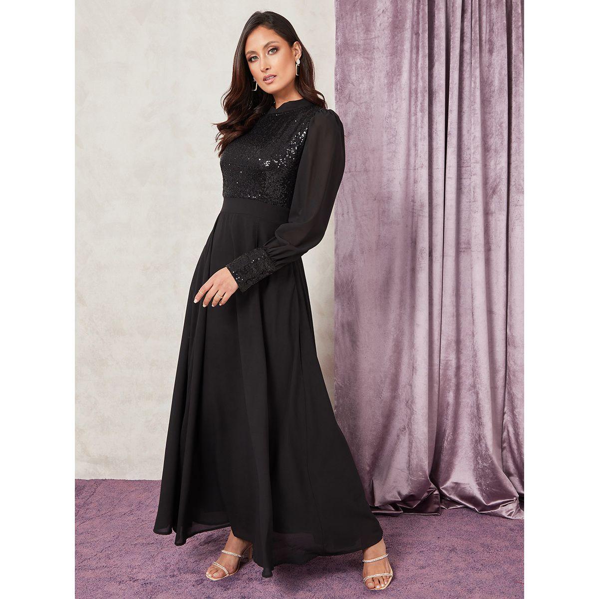 فستان طويل مزين بالترتر من ستايلي-women-clothing-dresses-image-1